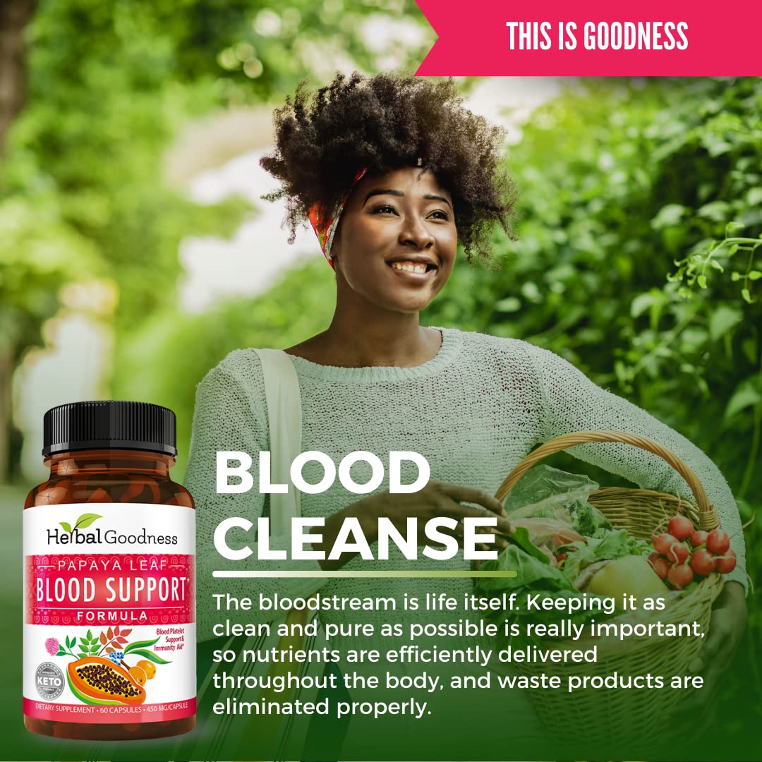 Herbal Goodness Papaya Leaf Blood Support Capsules, 60 Count
