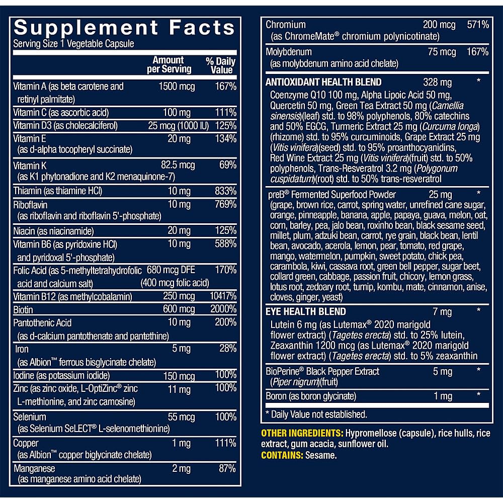 Vthrive BioActive Women 50+ One Daily Multivitamin, Vegetarian Capsules, 30 Count