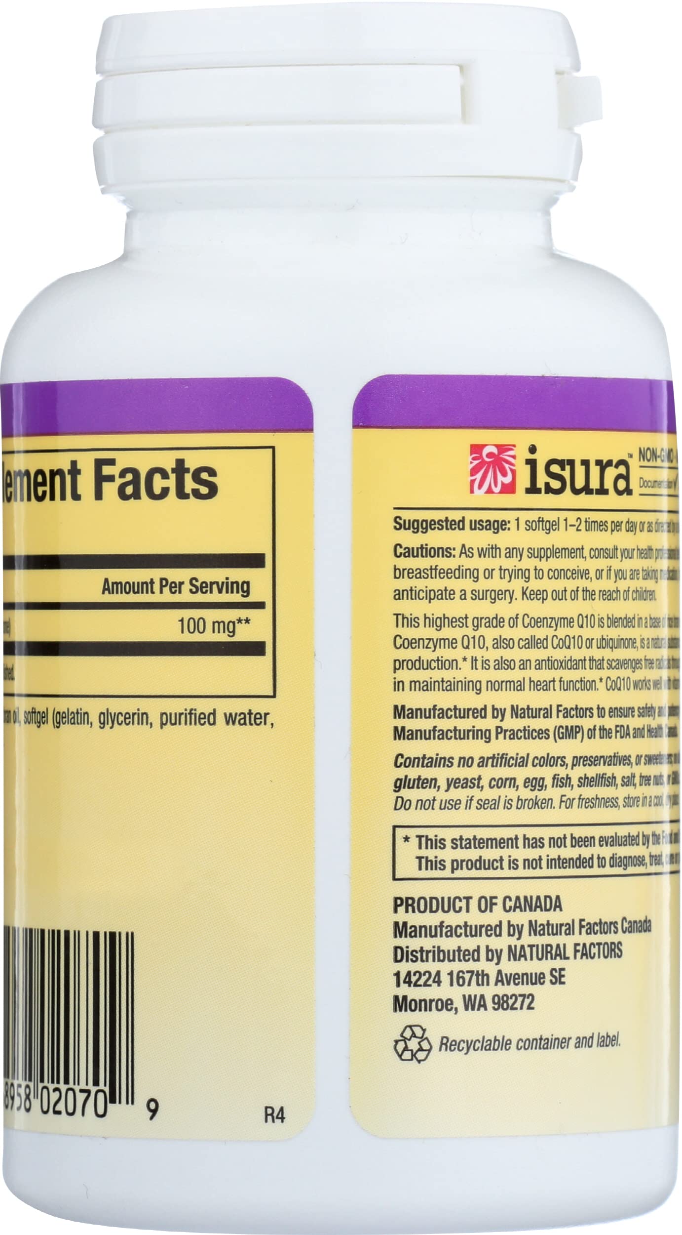 Natural Factors Coenzyme Q10 Softgels 100mg, 30 Count