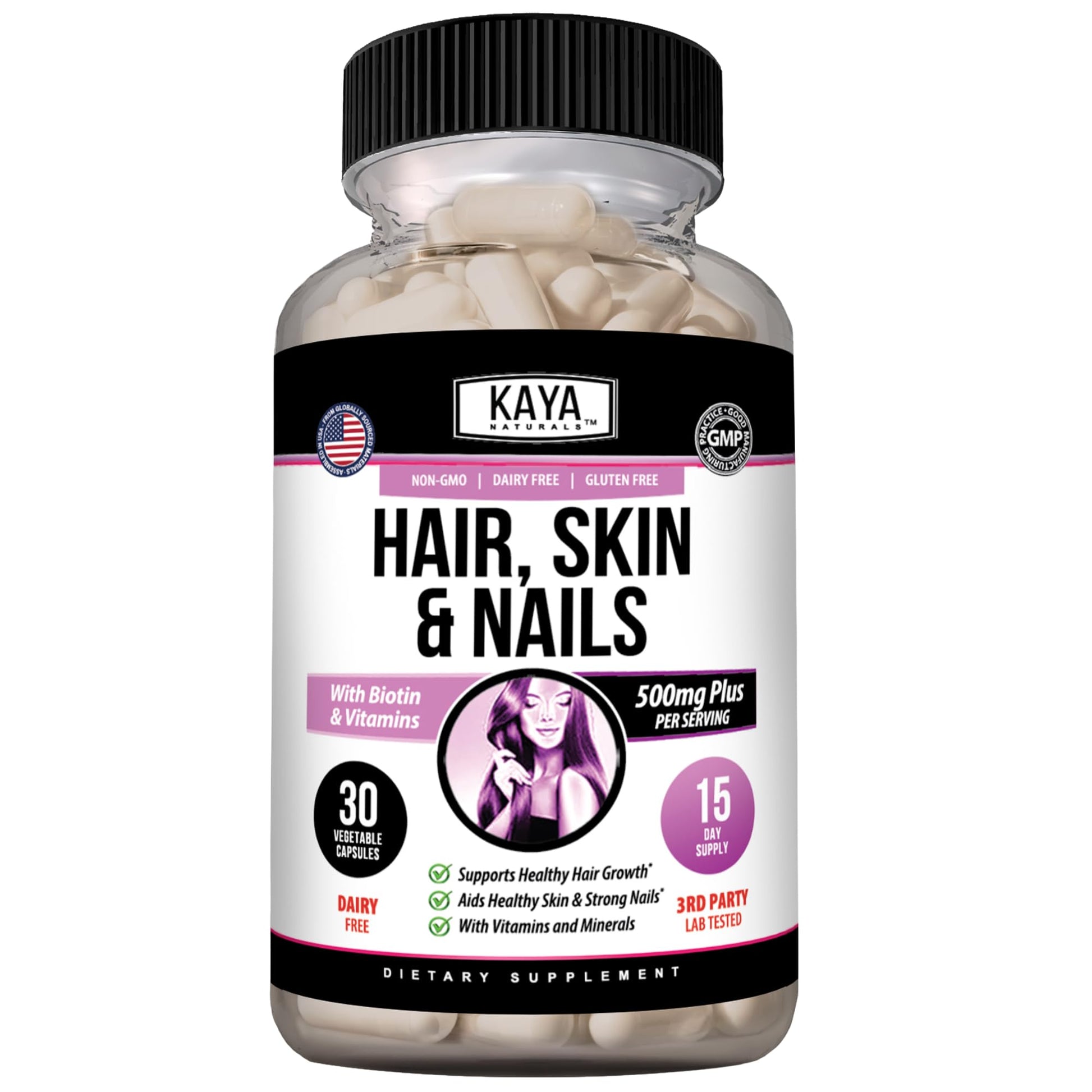 Kaya Naturals Hair Skin Nail Capsules, 30 Count