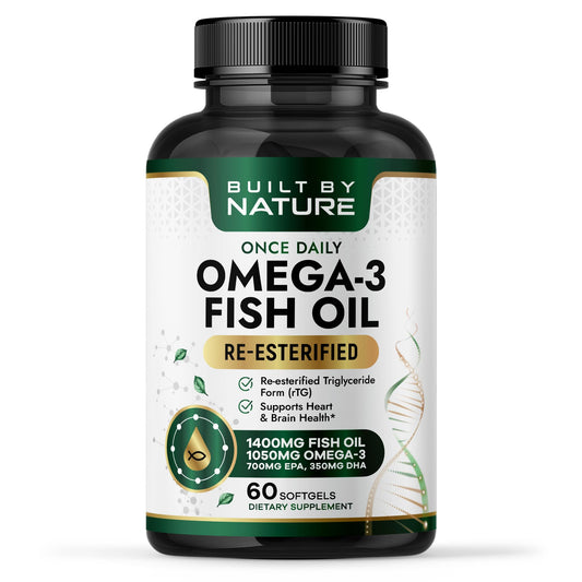 Built by Nature Omega 3 Fish Oil 1400 mg for Women & Men Softgels 60