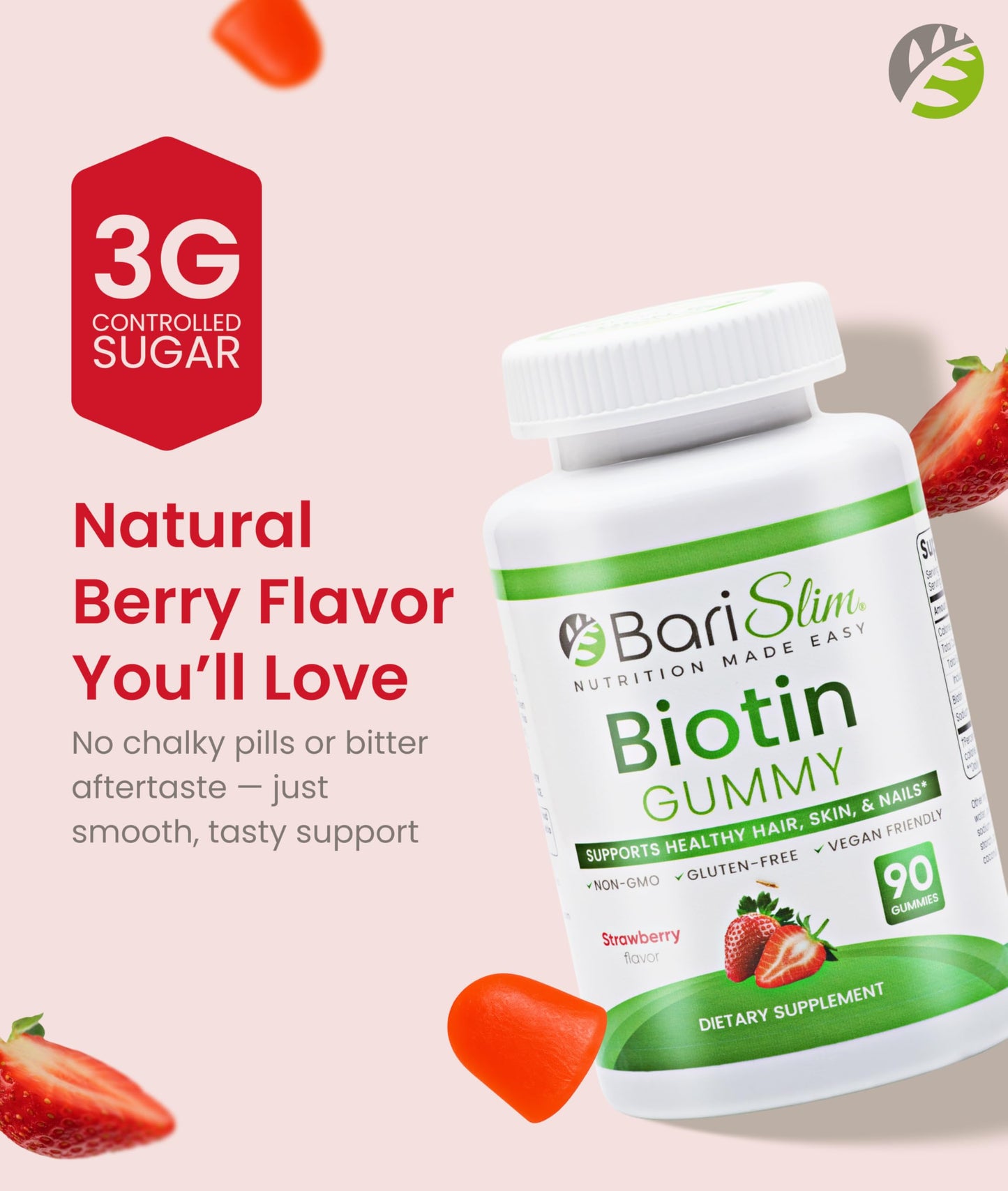 BariSlim Bariatric Vitamin Biotin Gummies, 90 Count