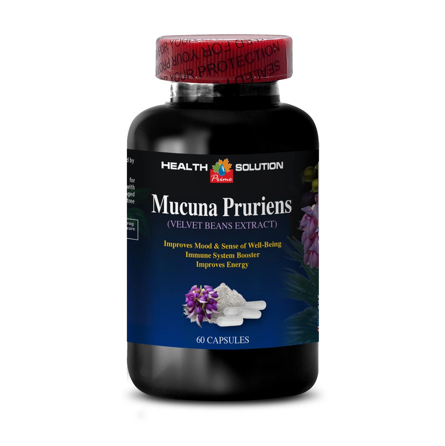 Health Solution Prime Mucuna Pruriens Velvet Bean Extract 350 mg Capsules 180 Count