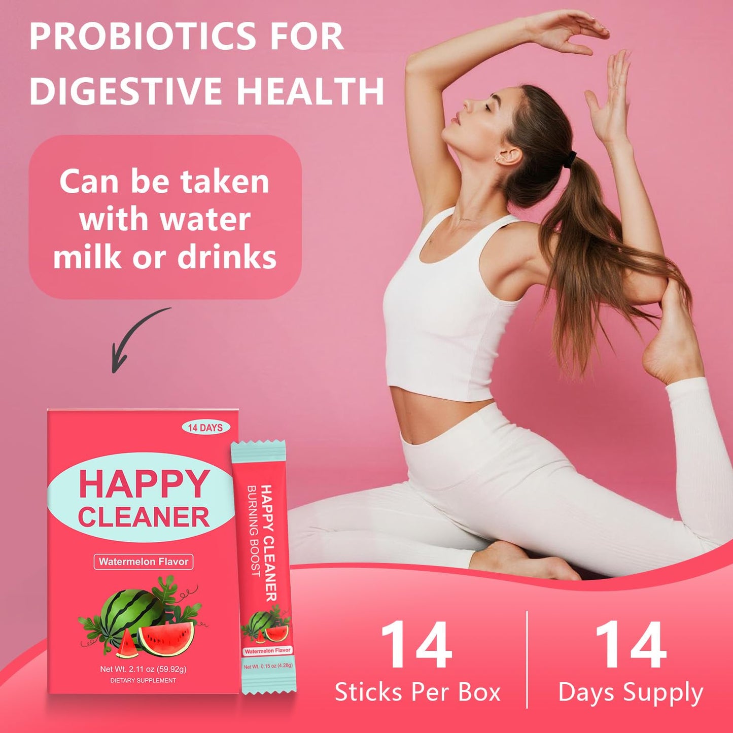 Josmon Happy Cleaner Probiotic Prebiotic Powder Watermelon 2.11 oz