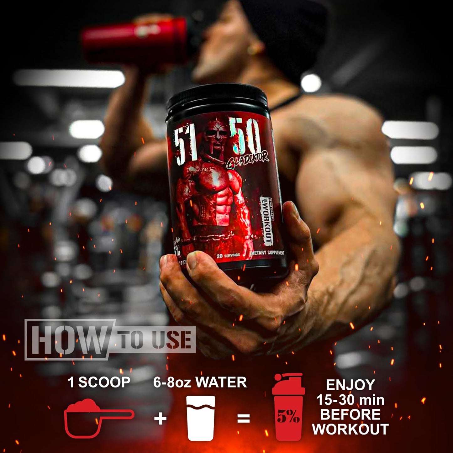 5% Nutrition Rich Piana 5150 Gladiator High Stim Preworkout Powder, 1.1 Pound