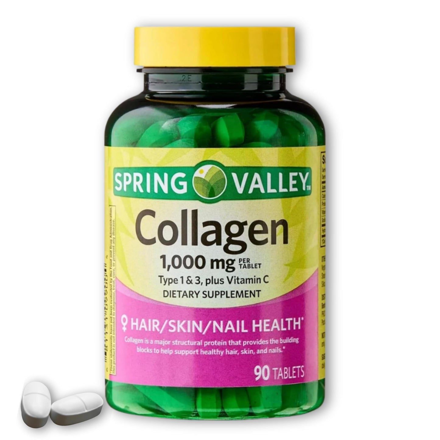 Fusion Shop Store Collagen Plus Vitamin C Tablets 1000mg Hair Skin and Nails, 90 Tablets