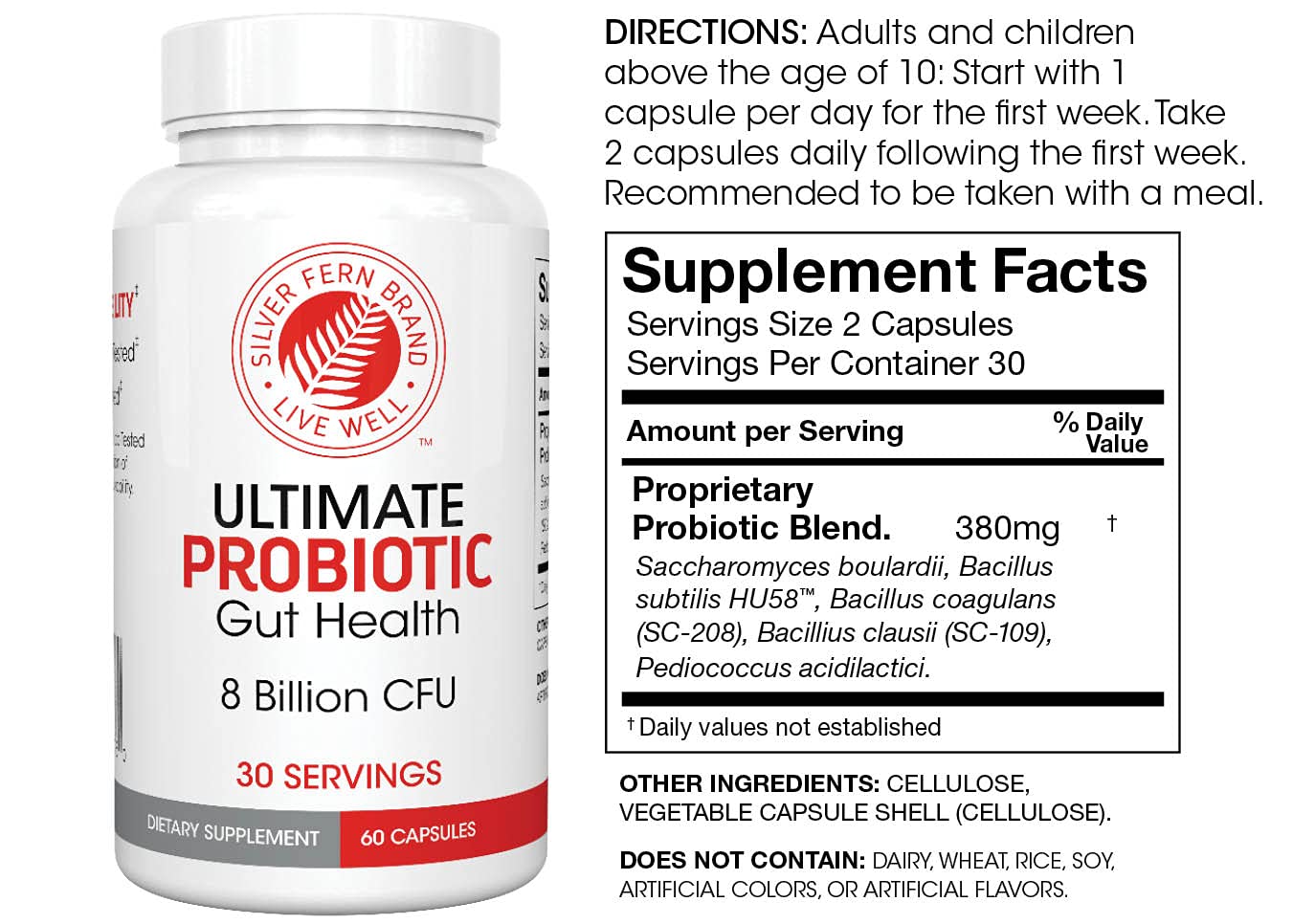 Silver Fern Gut Rehab Kit & Ultimate Probiotic Capsules, 120 & 60 Capsules