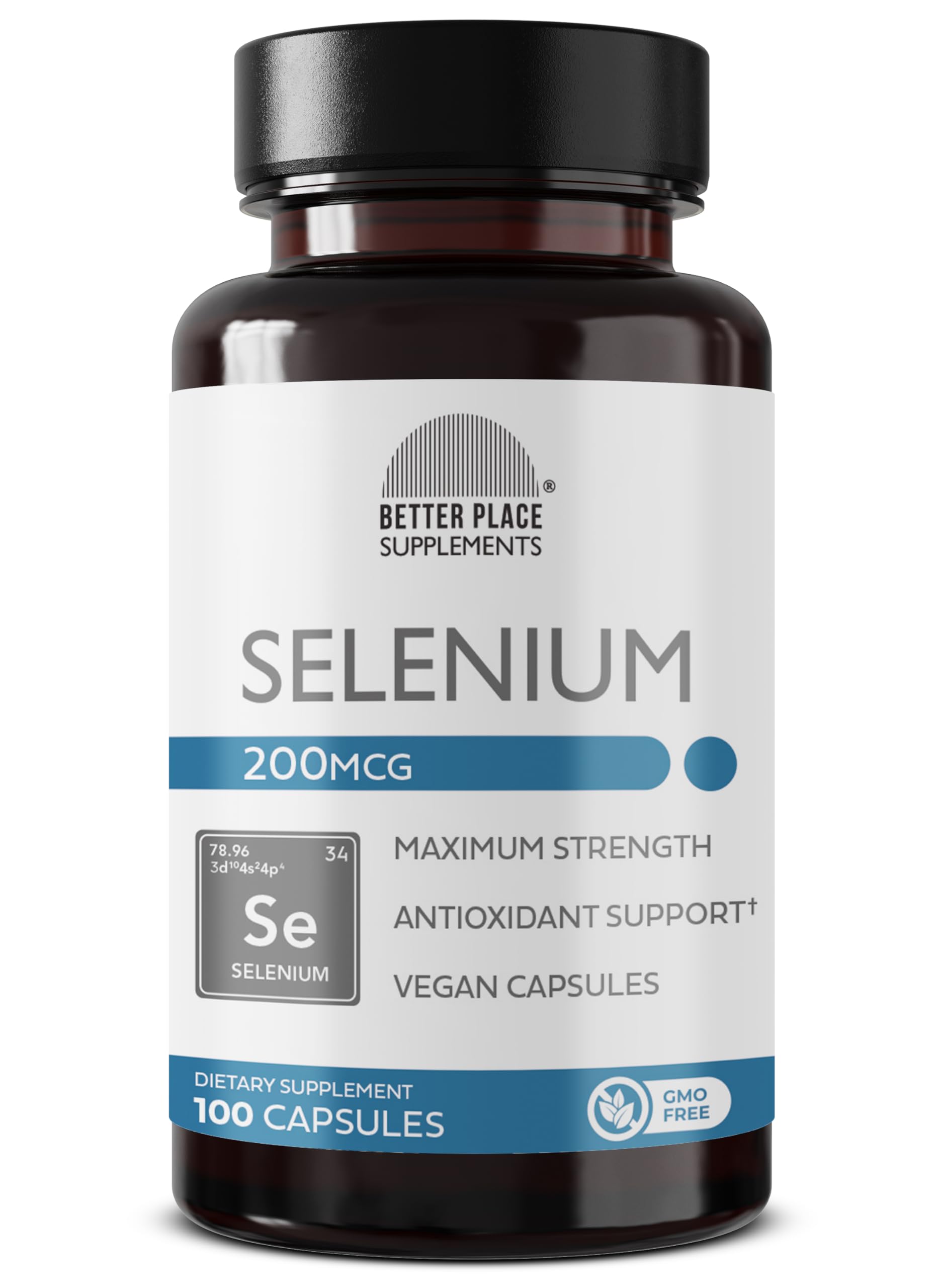 Better Place Organics Selenium Capsules, 200mcg, 100 Count