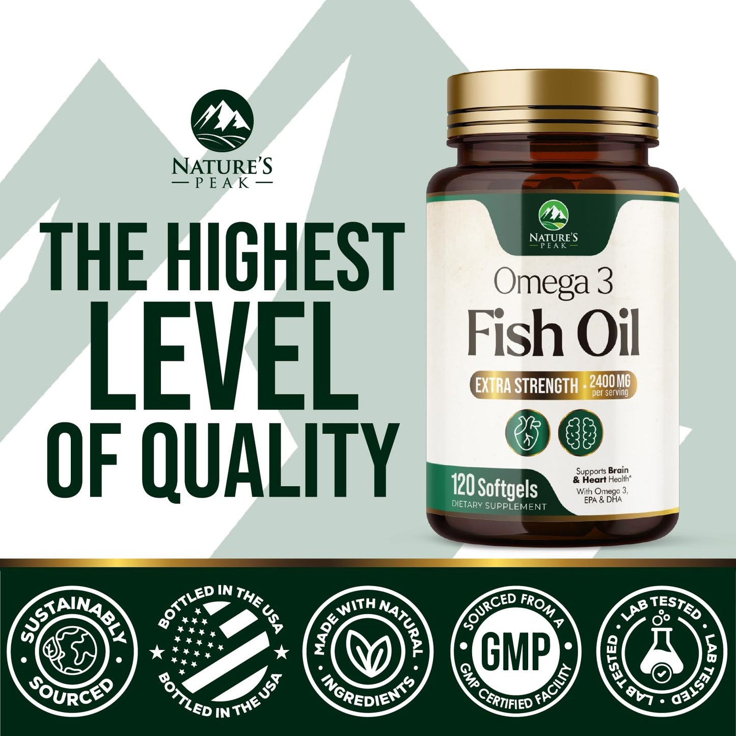 Nature's Peak Omega-3 Fish Oil Supplements 120 Softgels