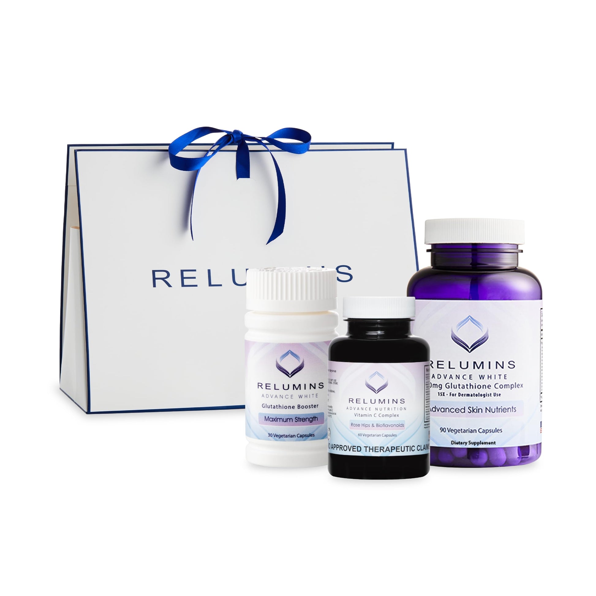 Relumins Advanced Power Set – Derm 1650mg Glutathione Complex & Vitamin C – 180 Capsules