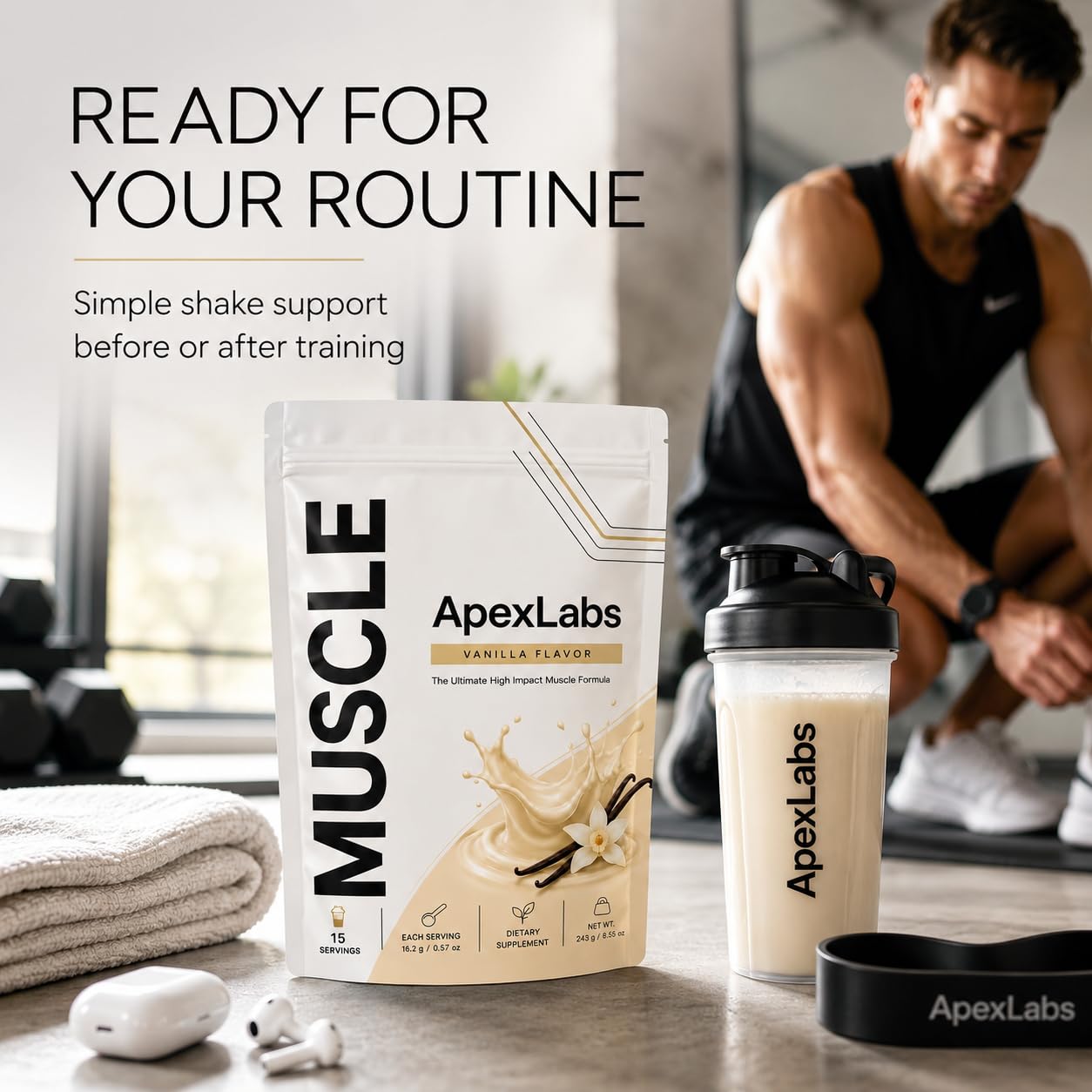 Apex Labs Muscle Powder Vanilla Flavor, 1 Ounce