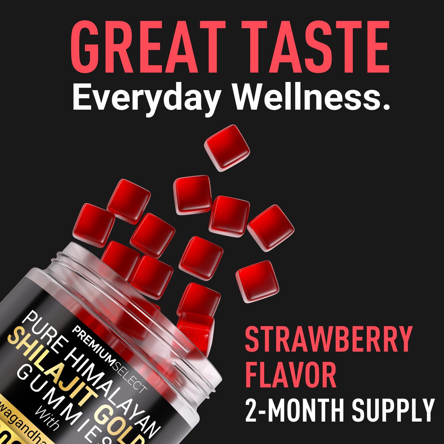 Premium Select Nutrition Shilajit Gummies for Men 3000mg, 120 Count