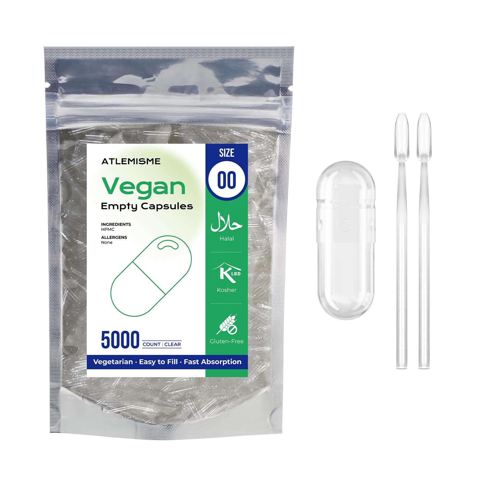 ATLEMISME Empty Vegan Capsules Size 00 5000 Count Capsules