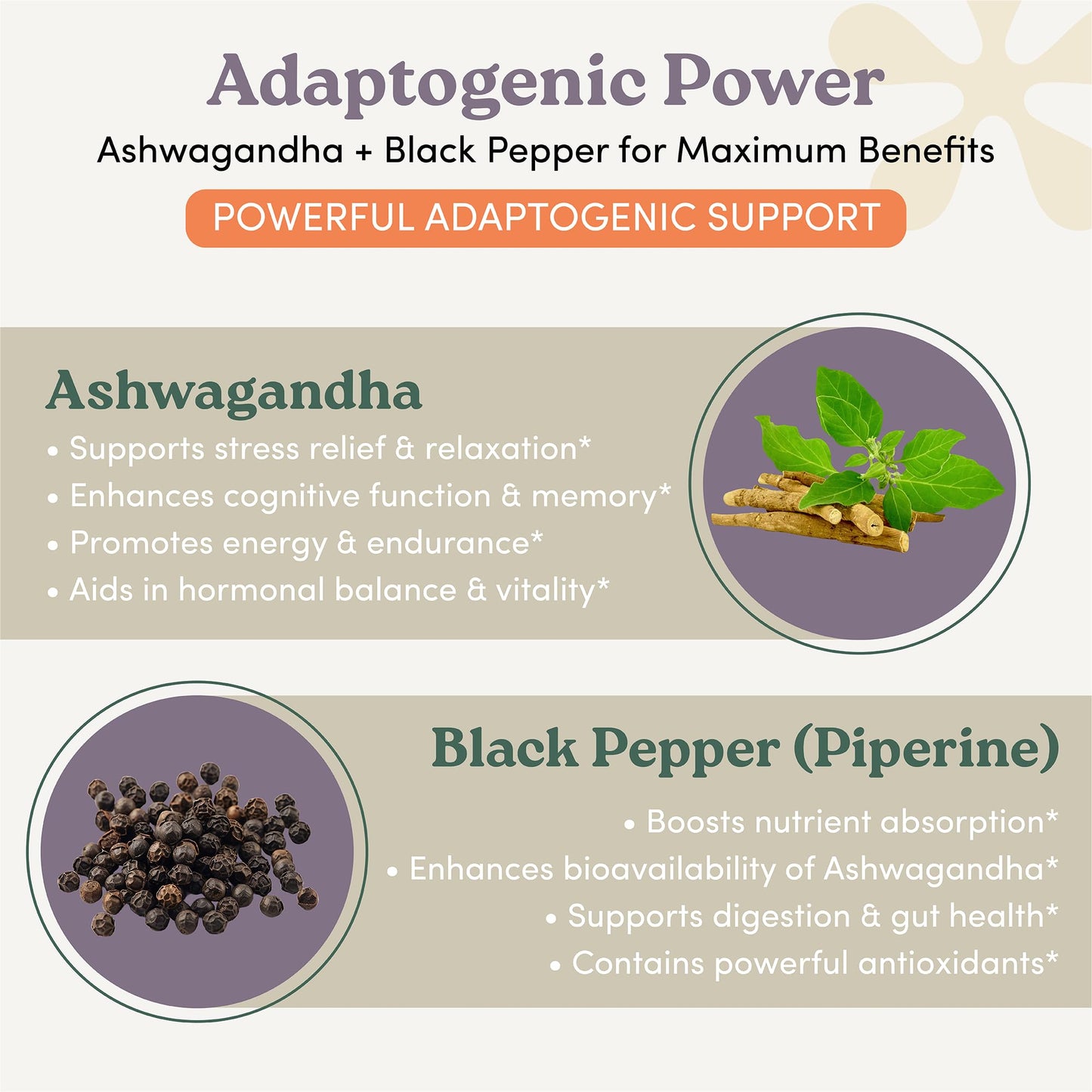 nootrimind Organic Ashwagandha Capsules 1300mg Daily Serving (Withania Somnifera) with Black Pepper – Root Powder + Extract – Relaxation & Mood Support – Vegan, Non-GMO, 60 Capsules