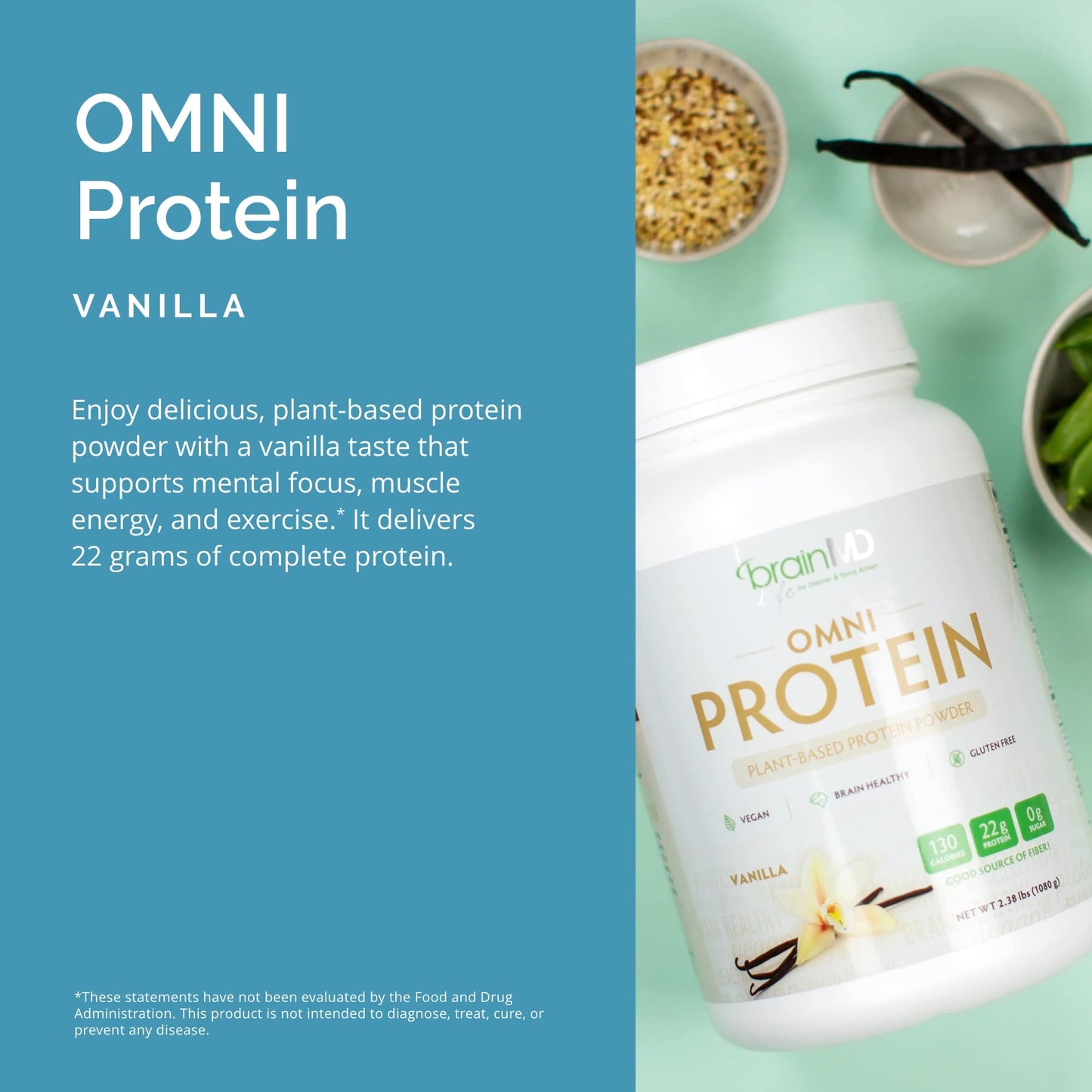 BRAINMD Dr Amen Omni Protein Vanilla Powder, 30 Servings
