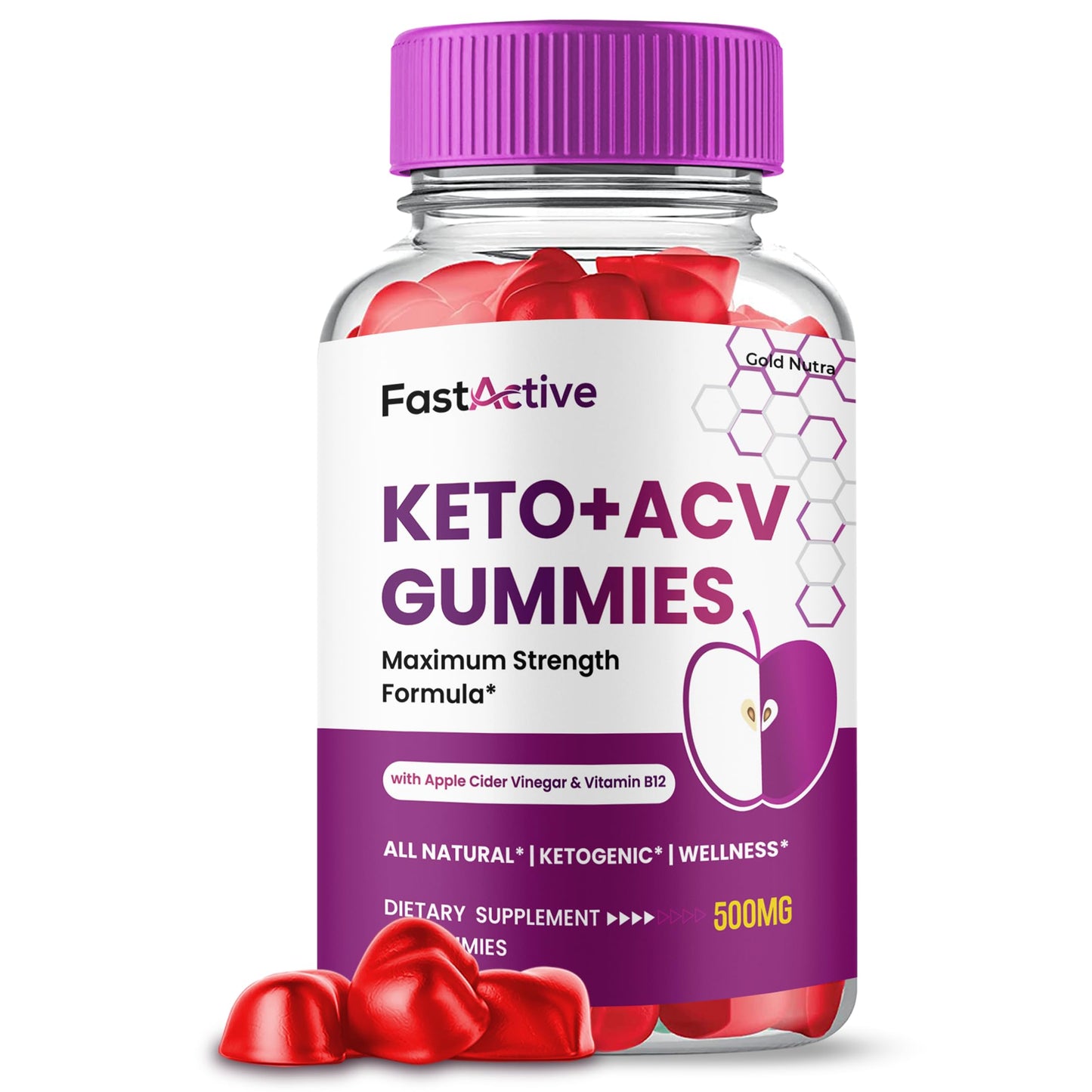 Gold Nutra Fast Active ACV Gummies, 2 Pack