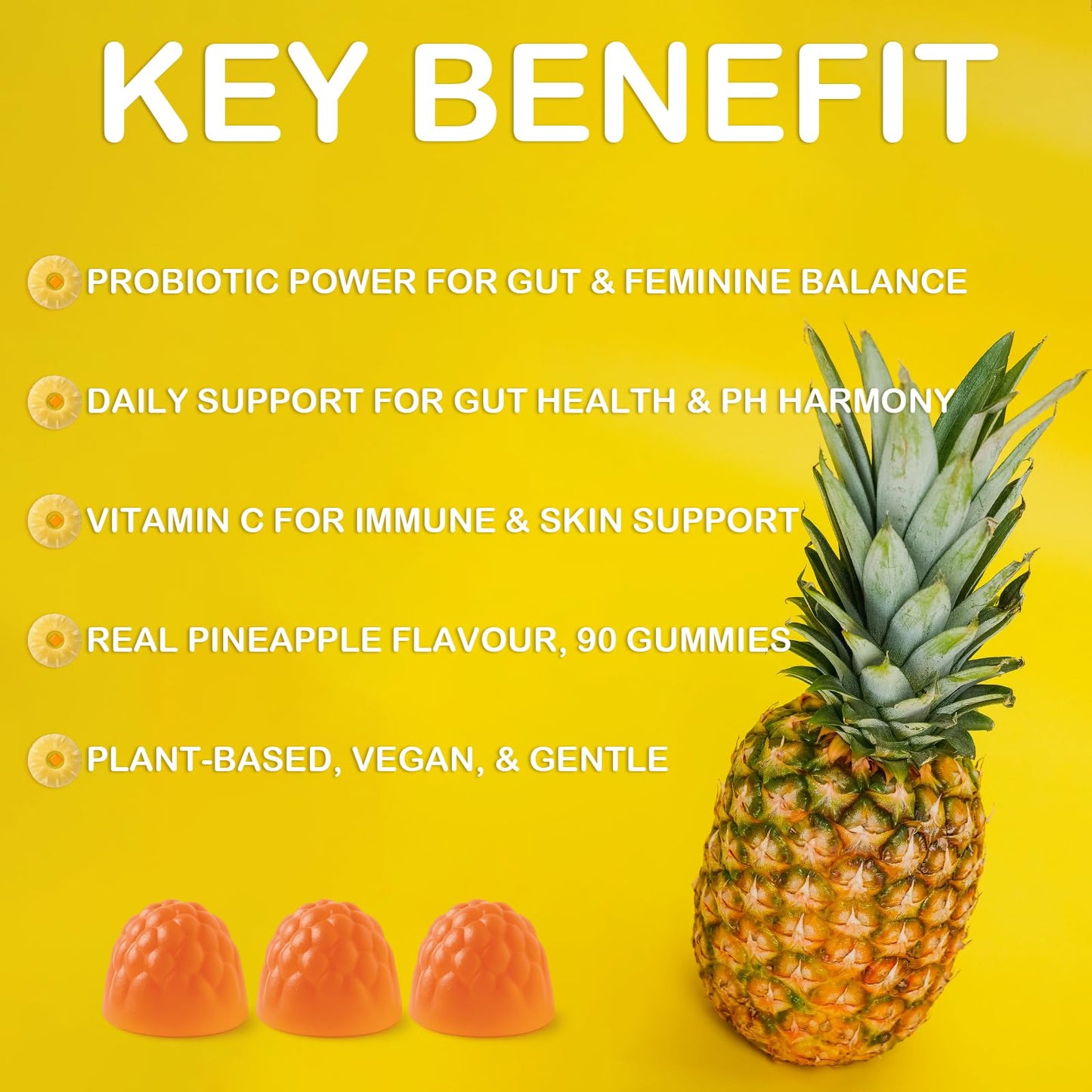 MATOP Pineapple Probiotic Gummies for Women 90 Gummies