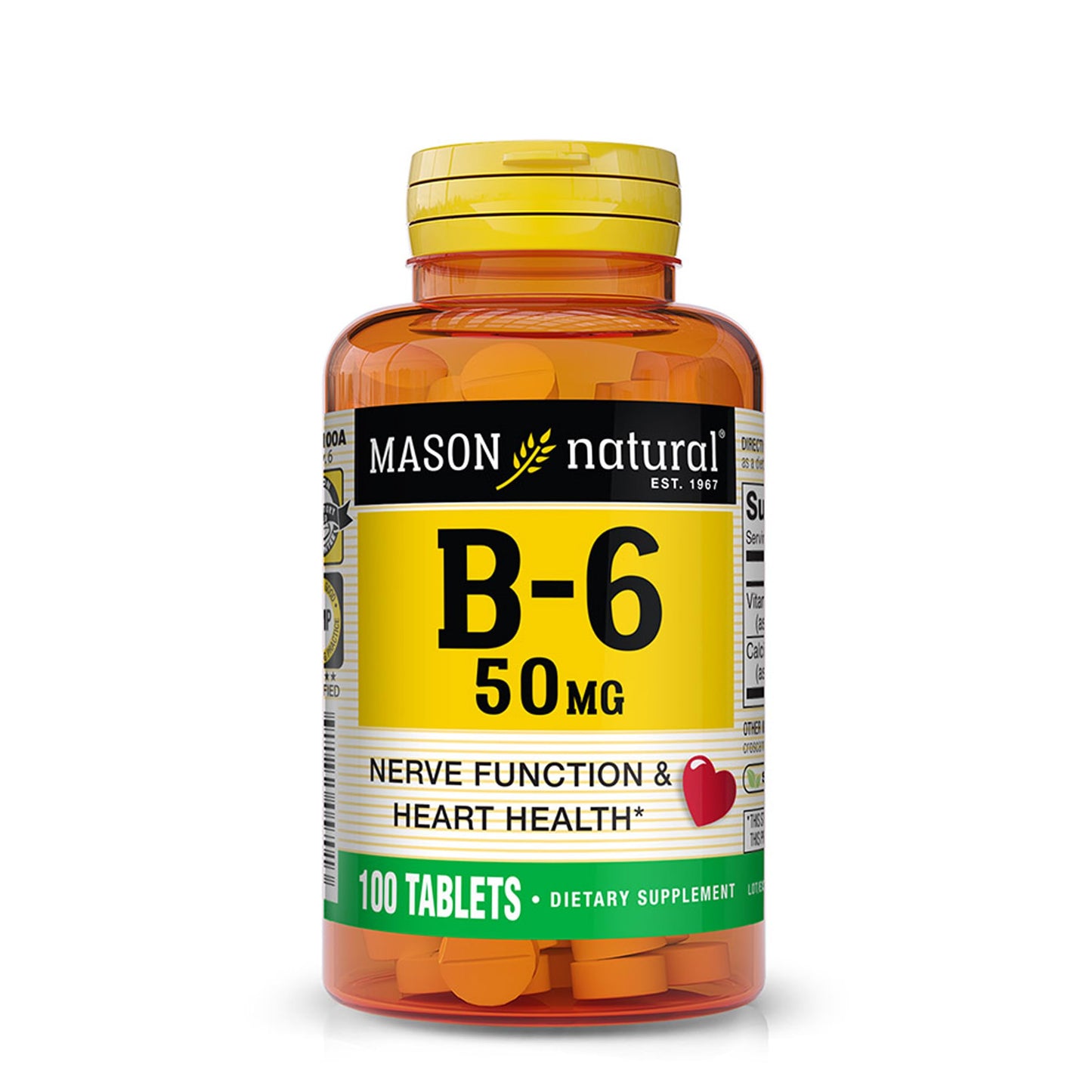 Mason Natural Vitamin B6 50 mg with Calcium, 100 Tablets