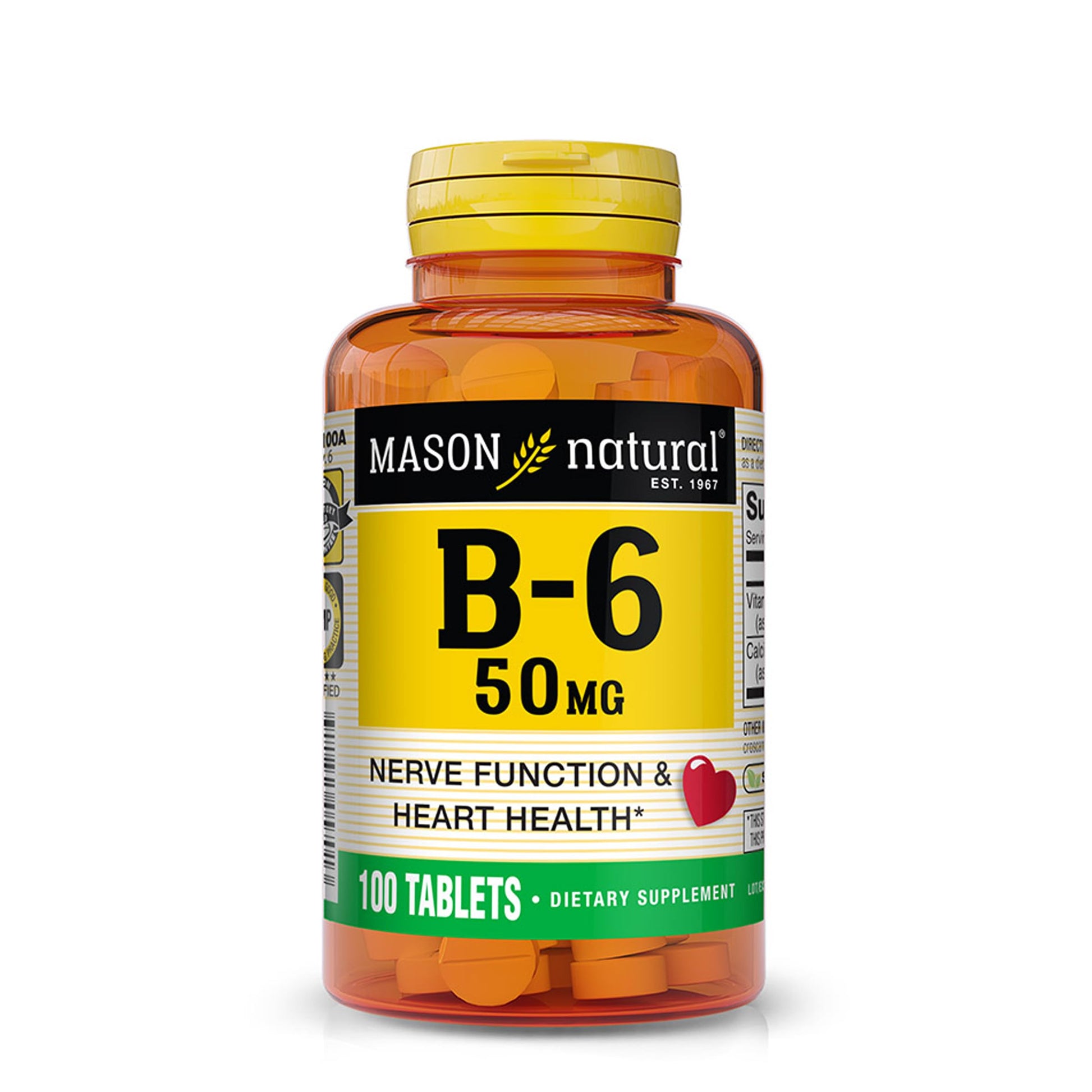 Mason Natural Vitamin B6 50 mg with Calcium, 100 Tablets