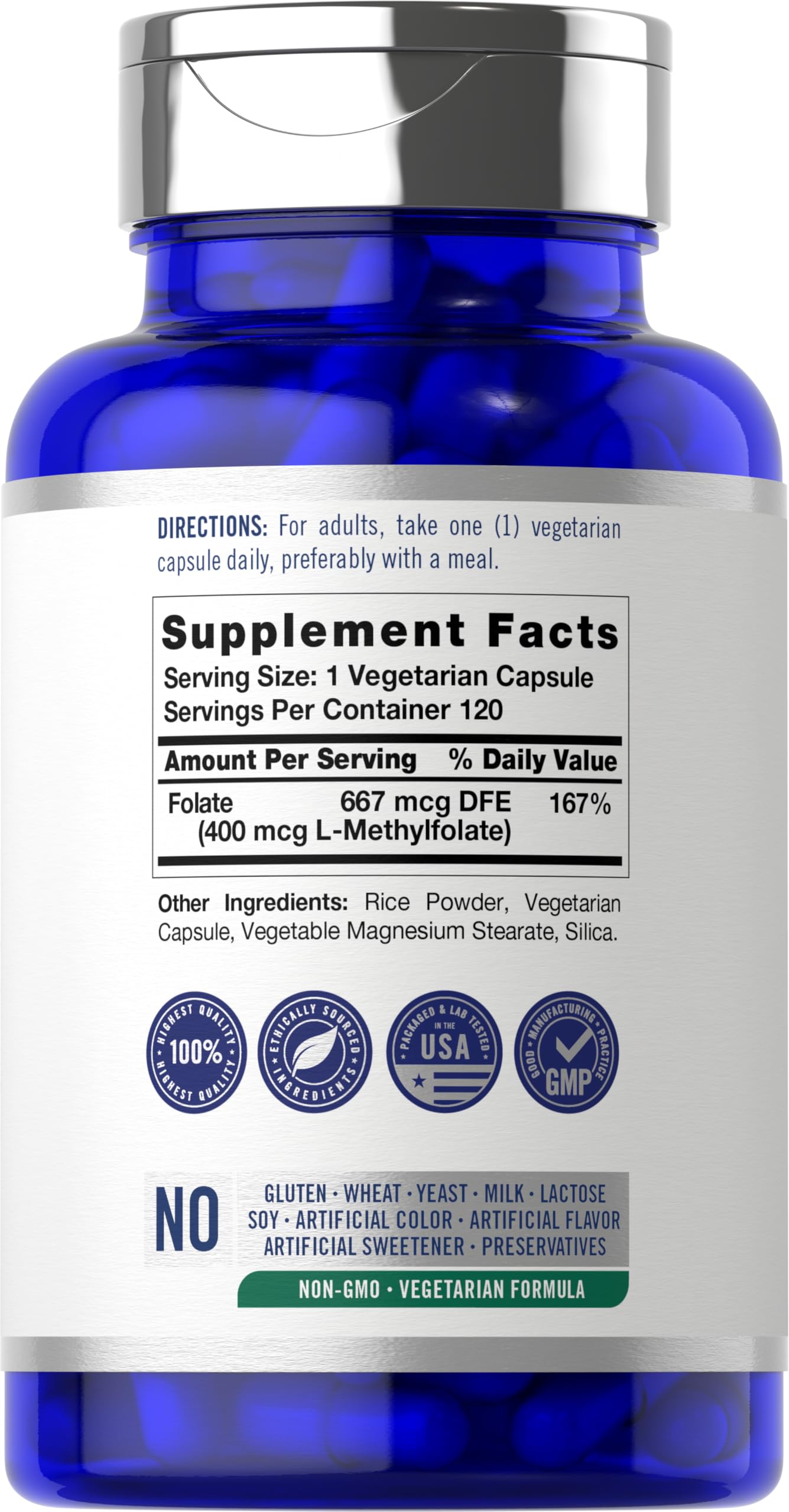 Carlyle L-Methylfolate 400 mcg Capsule, 120 Count