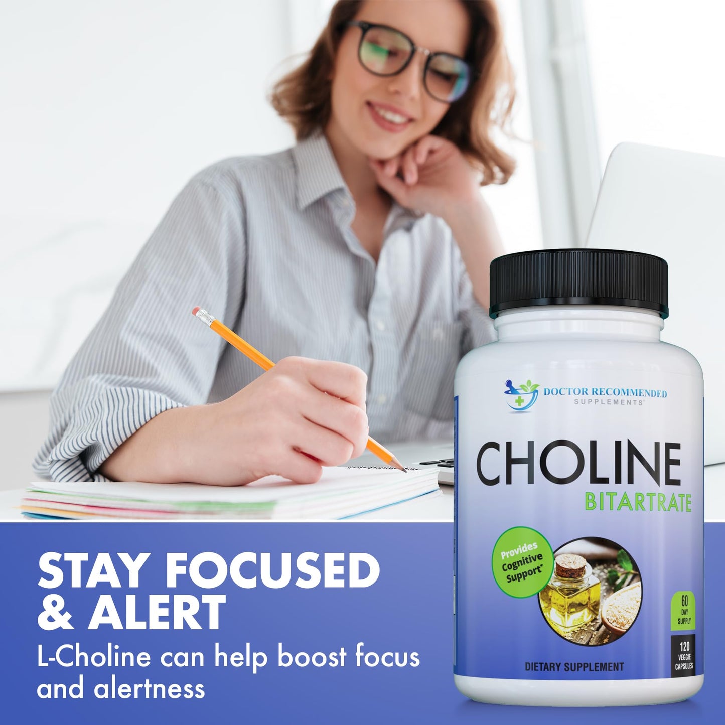 DOCTOR RECOMMENDED SUPPLEMENTS Premium Choline 500 mg Capsules, 120 Count