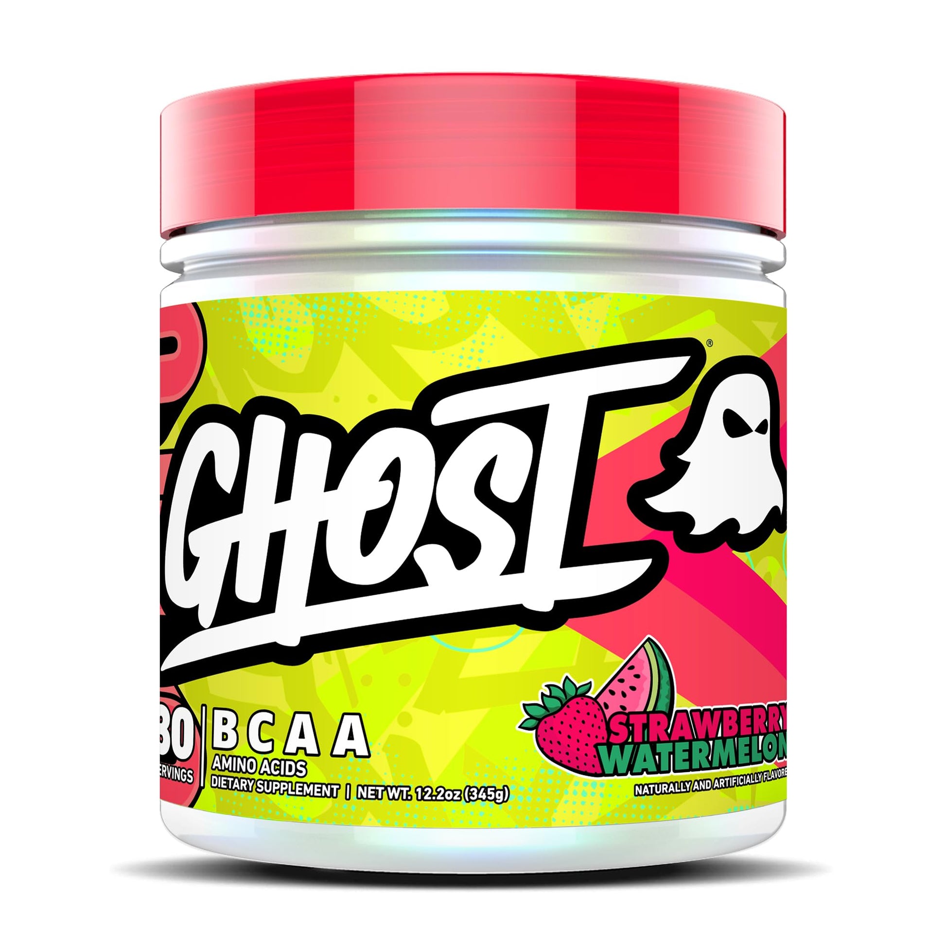 GHOST BCAA Powder Amino Acids Supplement, Strawberry Watermelon, 12.2 oz