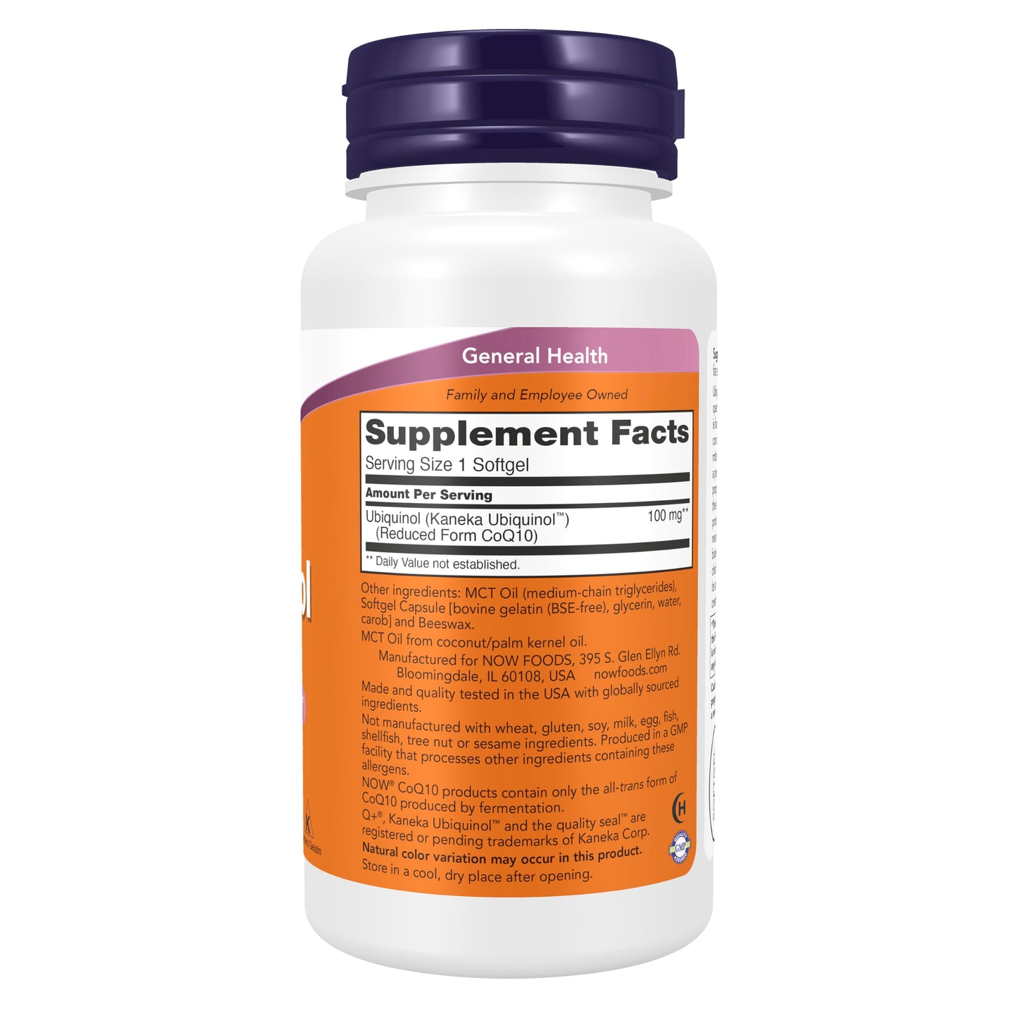 NOW Foods Ubiquinol 100 mg High Bioavailability CoQ10 Softgels 60 Count