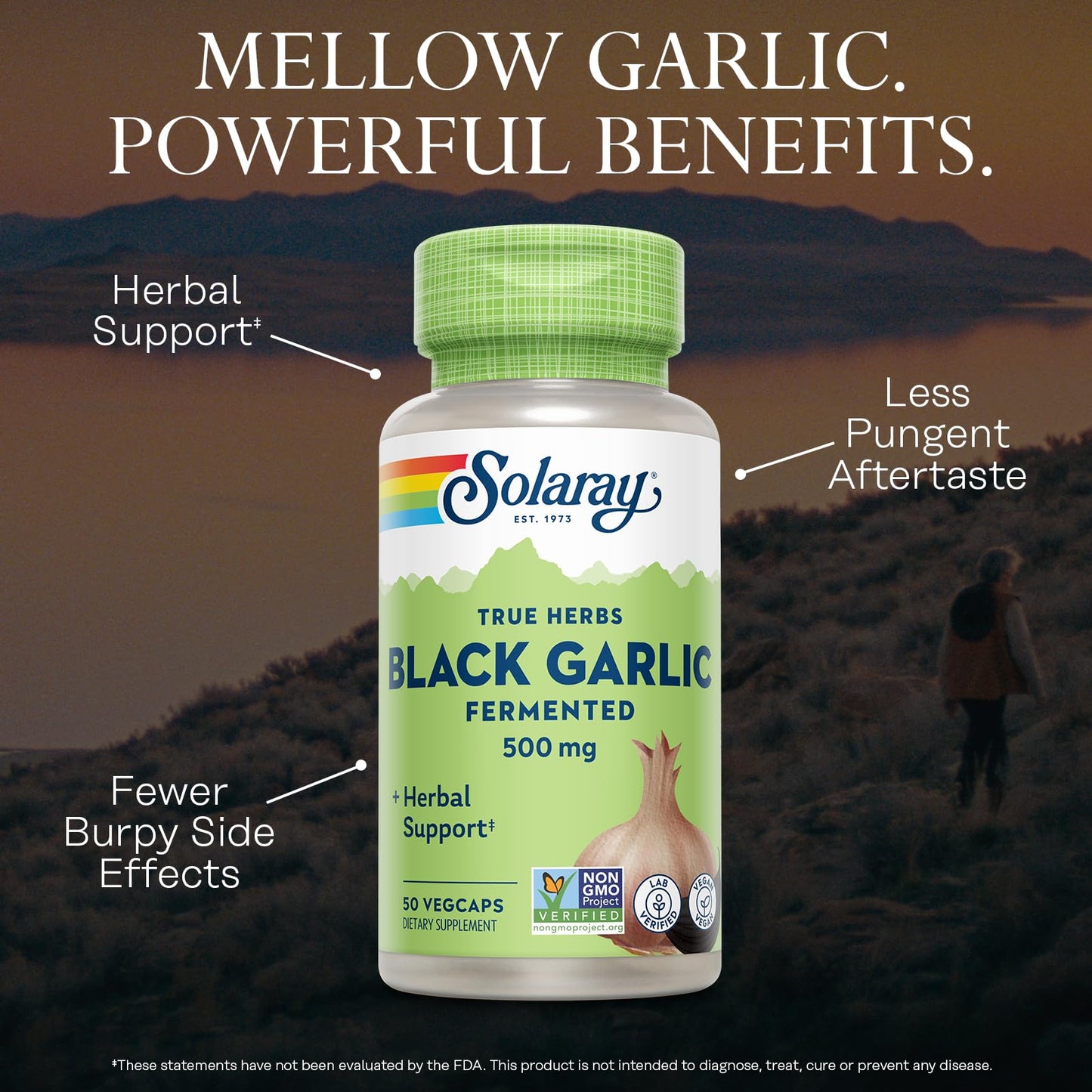 Solaray Black Garlic 500 mg Capsules, 50 VegCaps