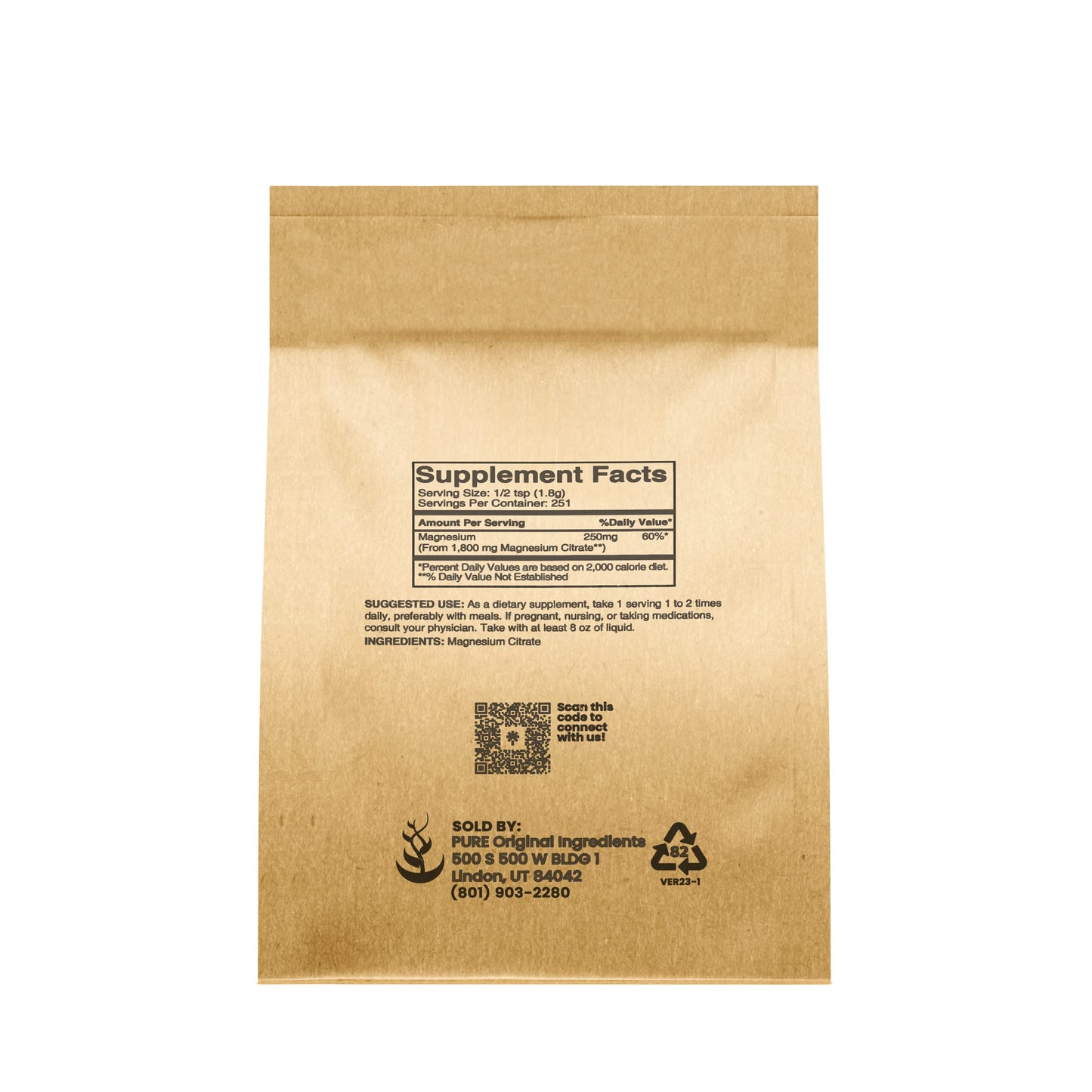 PURE ORIGINAL INGREDIENTS Magnesium Citrate Powder, 16 oz