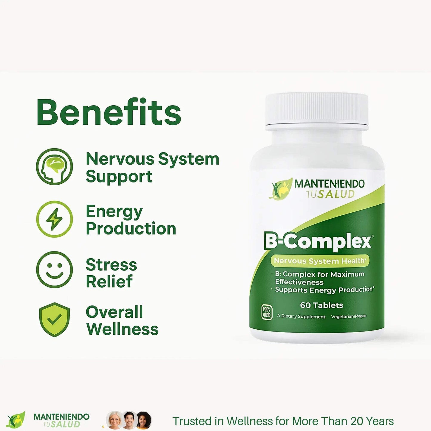 Manteniendo Tu Salud B-Complex Energy Production Vitamin Supplement 60 Tablets