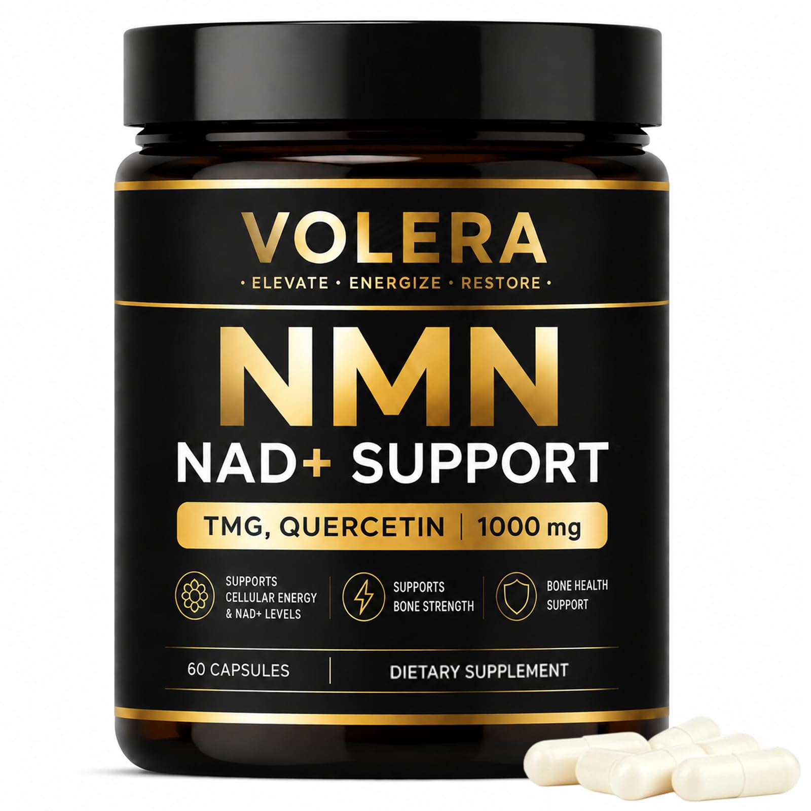 Zurith Volera NMN Bone Complex with TMG & Quercetin, 4-in-1 Cellular Energy Support Formula, 60 Capsules