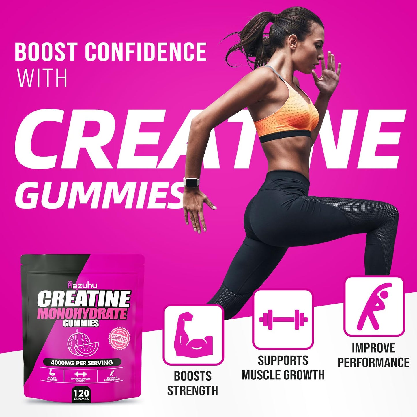Razuhu Creatine Monohydrate Gummies 100 Count