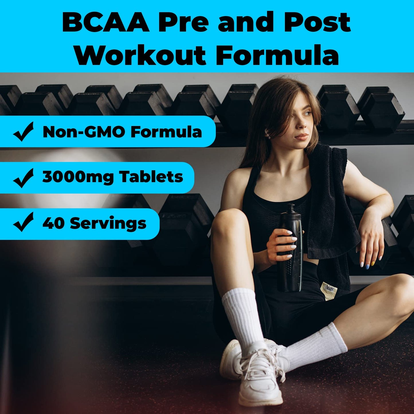 Hybrid Nutraceuticals Nutra BCAA 3000mg Branched Chain Amino Acids Supplements - Sugar Free Pre Workout, Non-GMO, Vegan, 120 Tablets