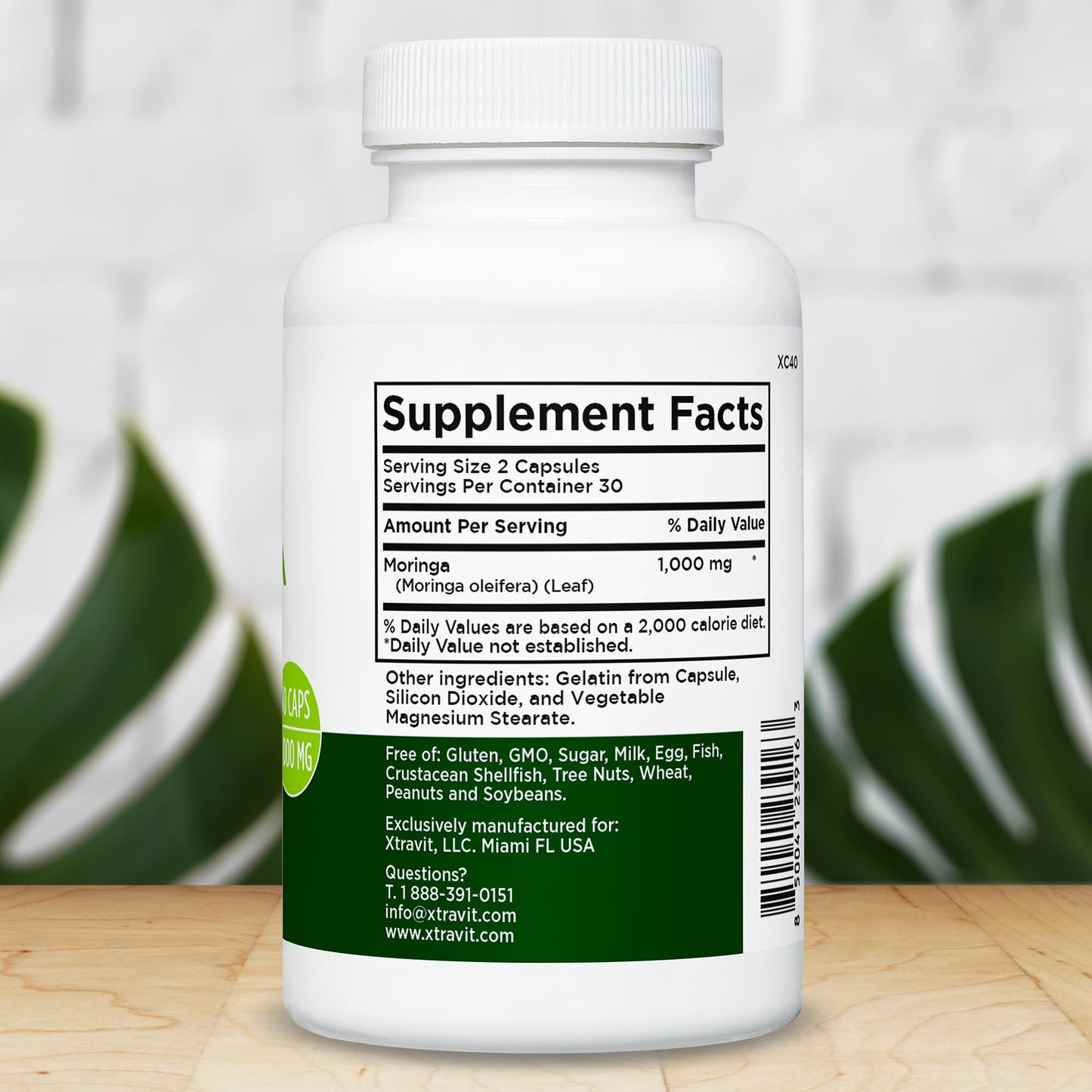 Xtravit Moringa Oleifera Supplement 1000mg Capsule, 30 Capsules