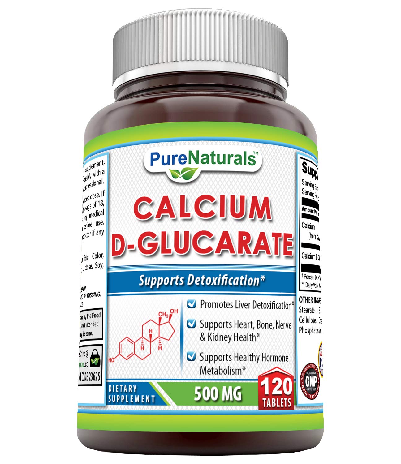 Pure Naturals Calcium D-Glucarate 500 mg Tablet, 120 Count