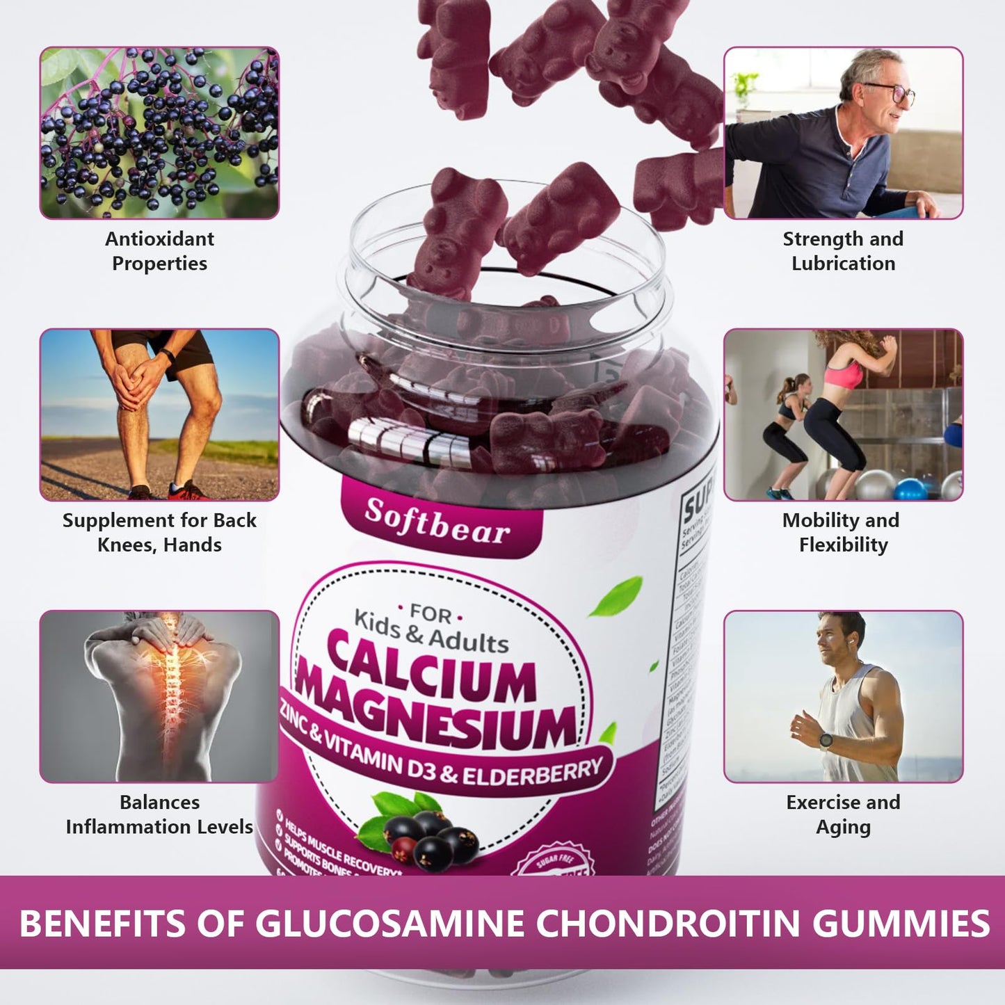 softbear Glucosamine Chondroitin Gummies 60 Count