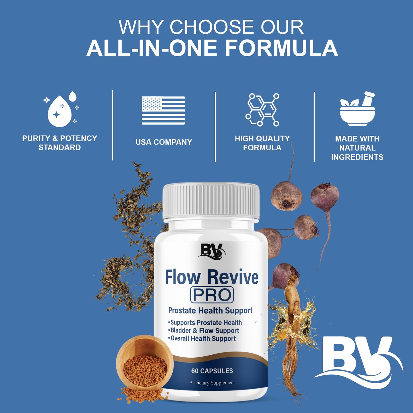 BLUE VIBE Flow Revive Pro Premium Prostate Support Capsules 300 Capsules