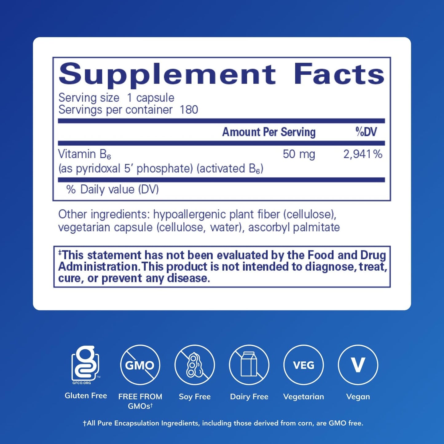 Pure Encapsulations P5P 50 Active Vitamin B6 - Supports Energy Metabolism & Brain Health* - Gluten Free & Non-GMO, 180 Capsules