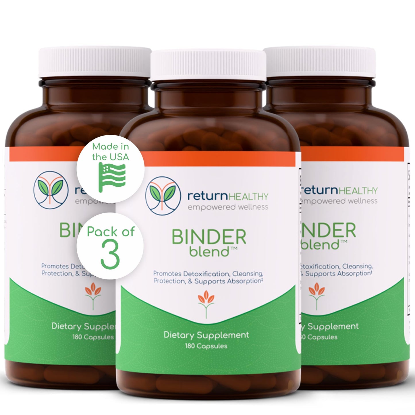 Return Healthy Binder Blend Toxin Binder Supplement Detox Capsules for a Healthy Gut, 540 Capsules