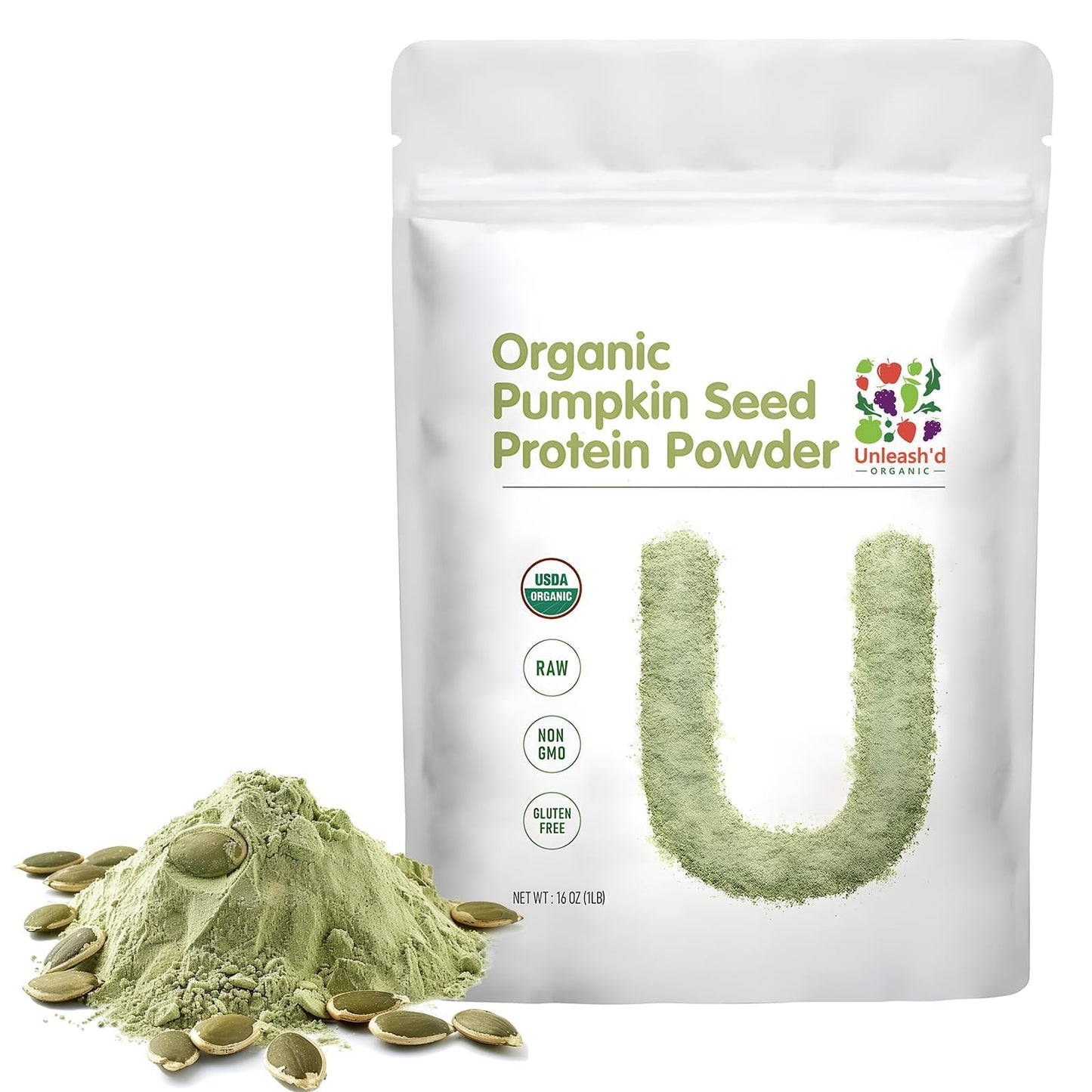 UNLEASH'D ORGANIC Pumpkin Seed Protein Powder 16 oz