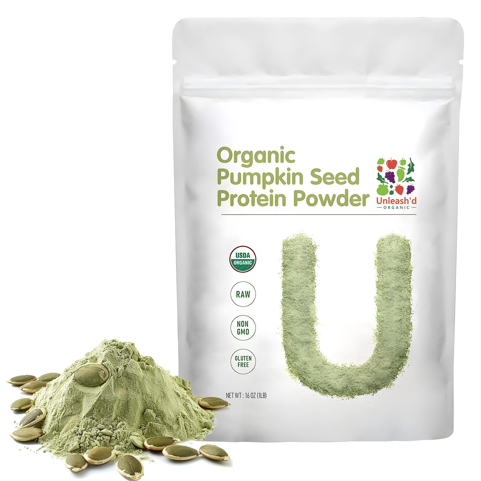 UNLEASH'D ORGANIC Pumpkin Seed Protein Powder 16 oz