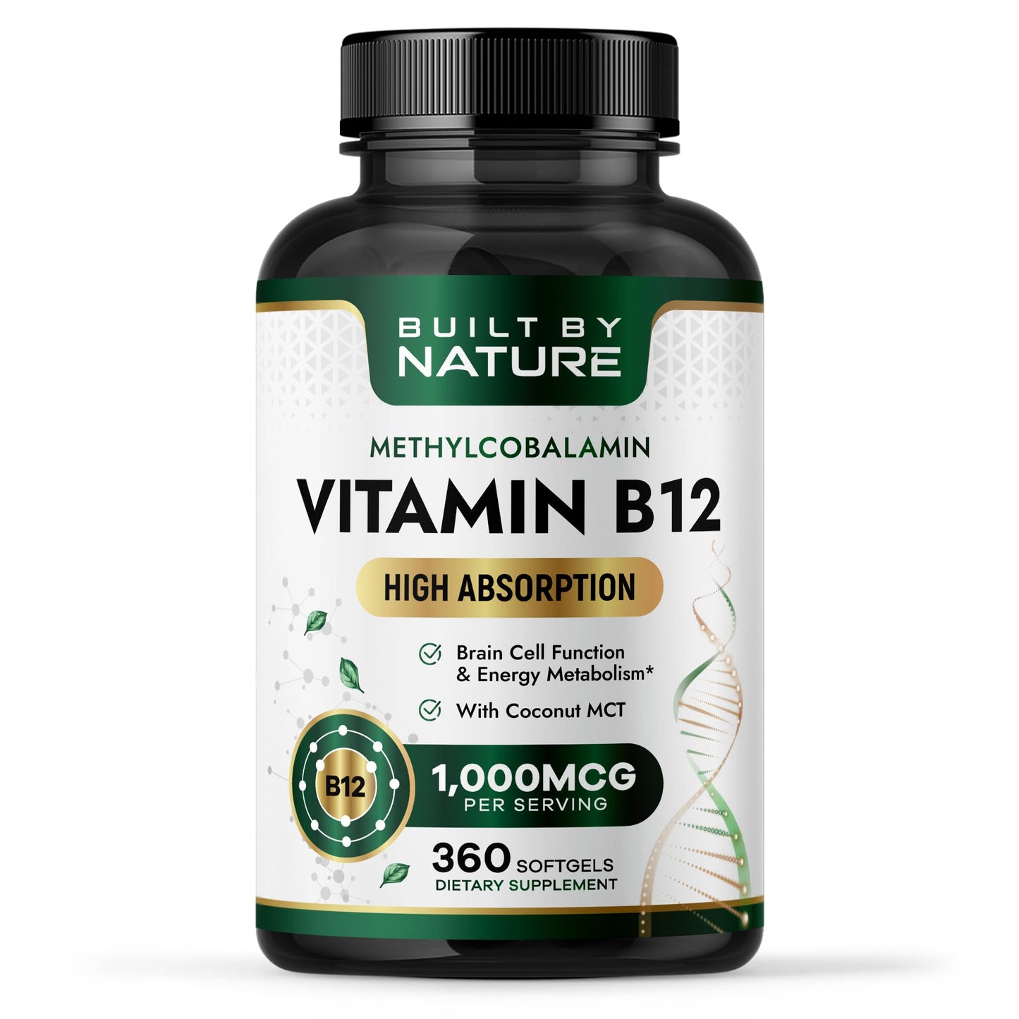 Built by Nature Vitamin B12 1000 mcg Methylcobalamin Softgels 360 Count