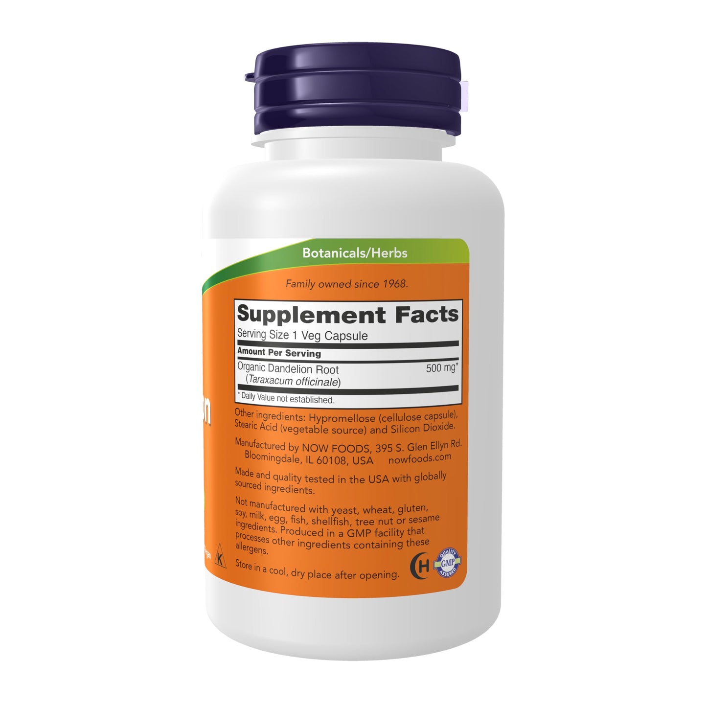 NOW Foods Dandelion Root 500 mg Veg Capsules, 100 Count