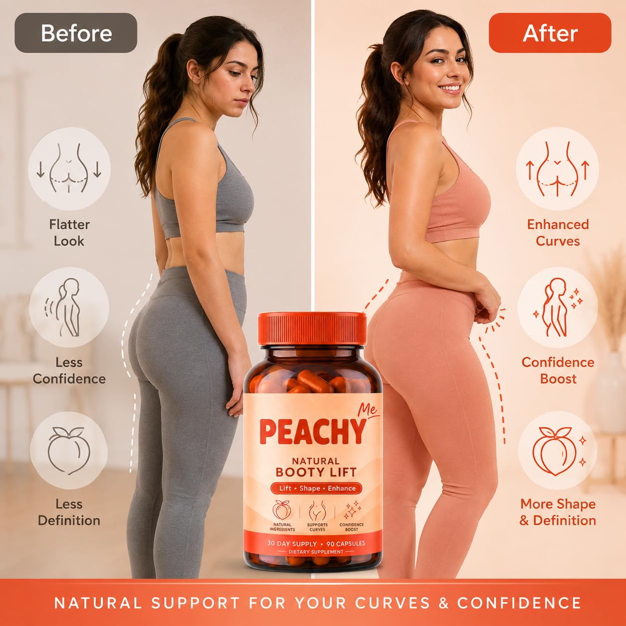 Cosmody Peachy Me BBL Pills Natural Booty Lift Capsule 90 Count