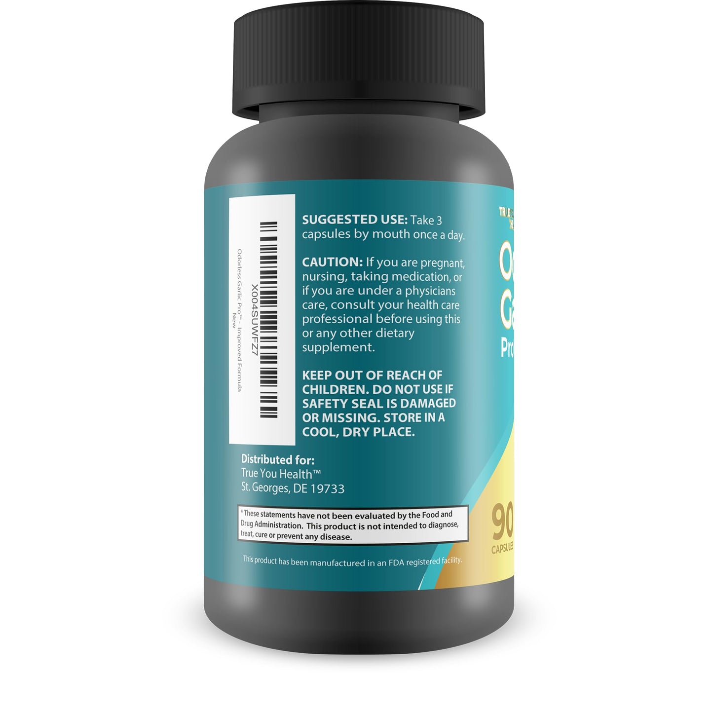 True You Health Odorless Garlic Pro Capsules, 90 Count