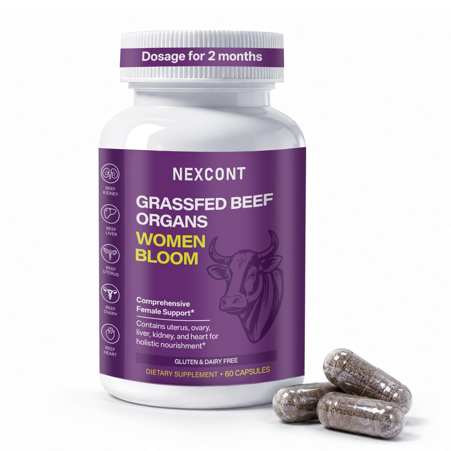 Oopeatol Beef Organ Supplement for Women, 60 Capsules
