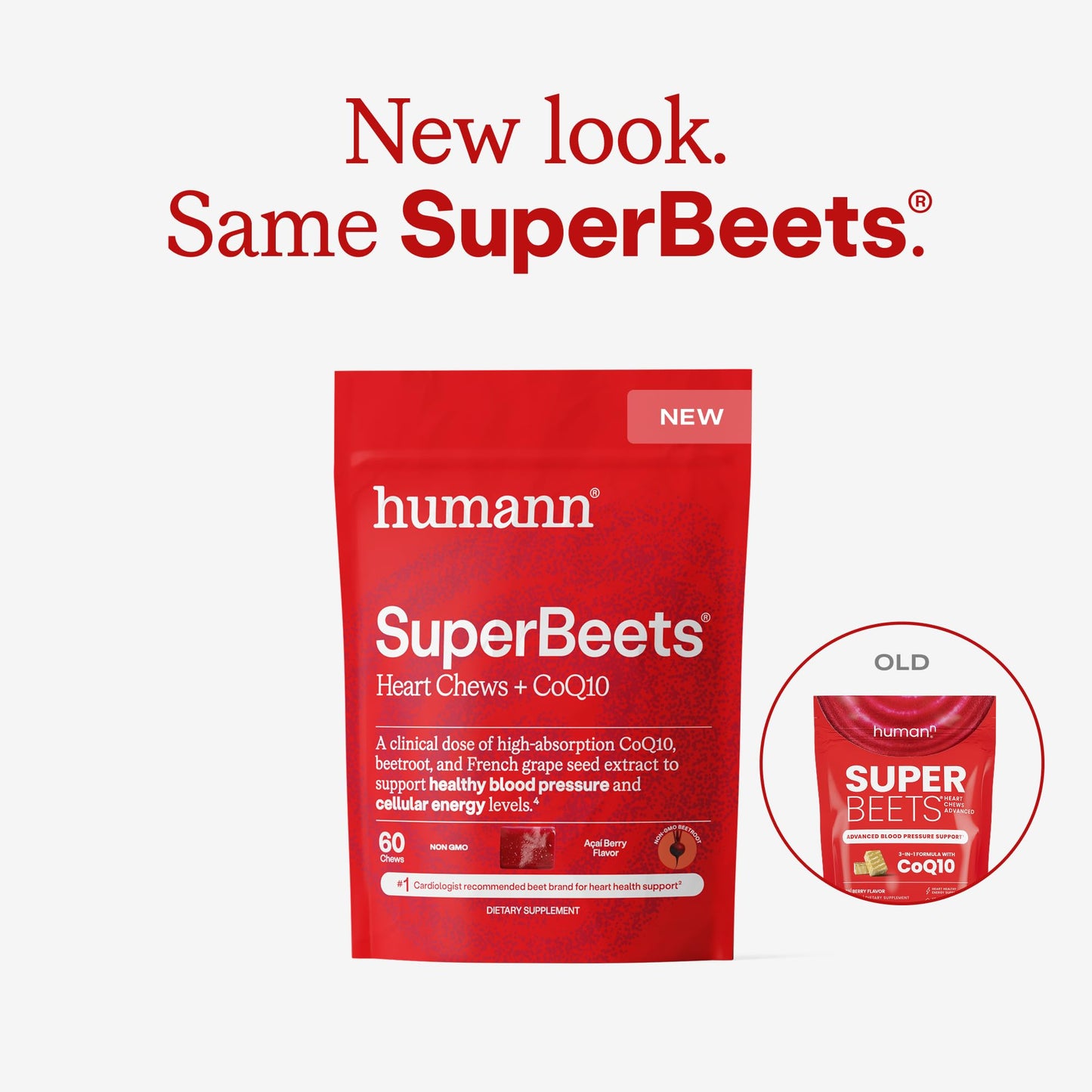 Humann SuperBeets Heart Chews + CoQ10 150 mg Beetroot & Grape Seed Extract, Chews, 120 Count