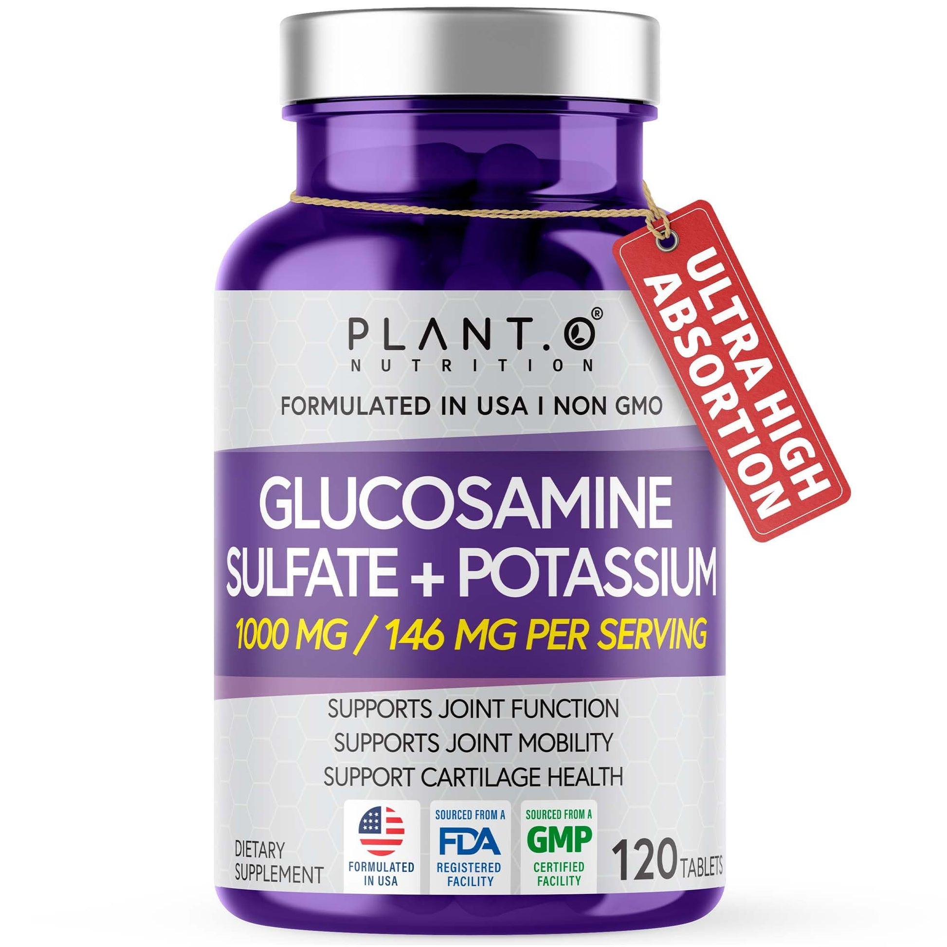 PLANT.O NUTRITION Glucosamine Sulfate with Potassium 120 Tablets