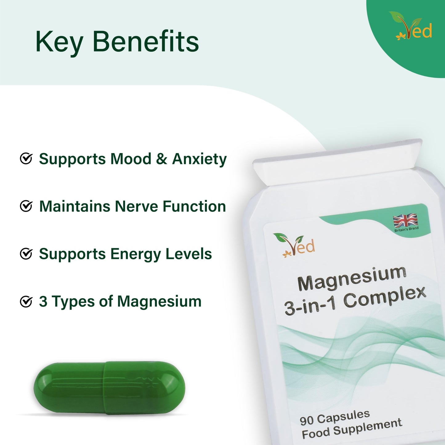 Ved Magnesium 3-in-1 Complex Capsules, 90 Count
