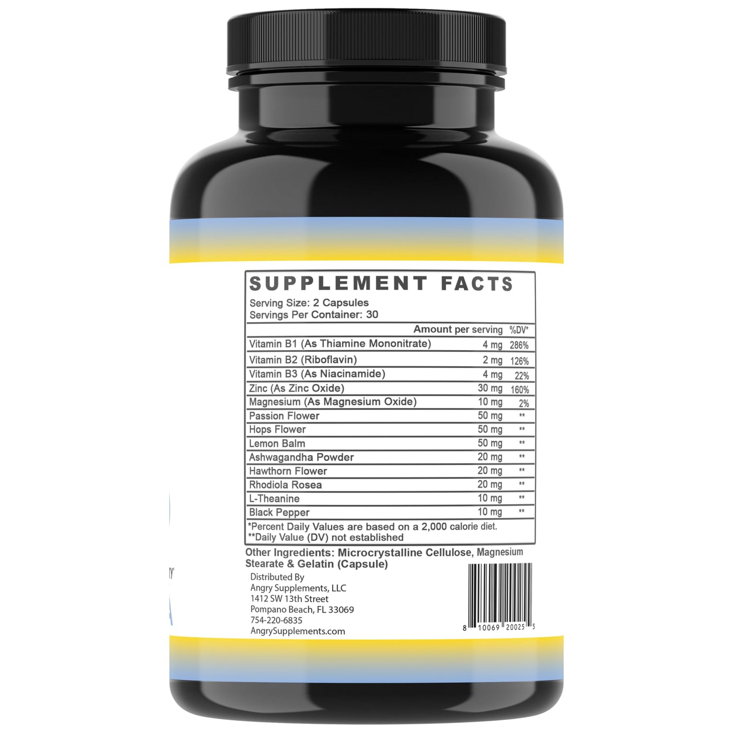 Angry Supplements Stress Less Day-Time Mood Support 60 Capsules